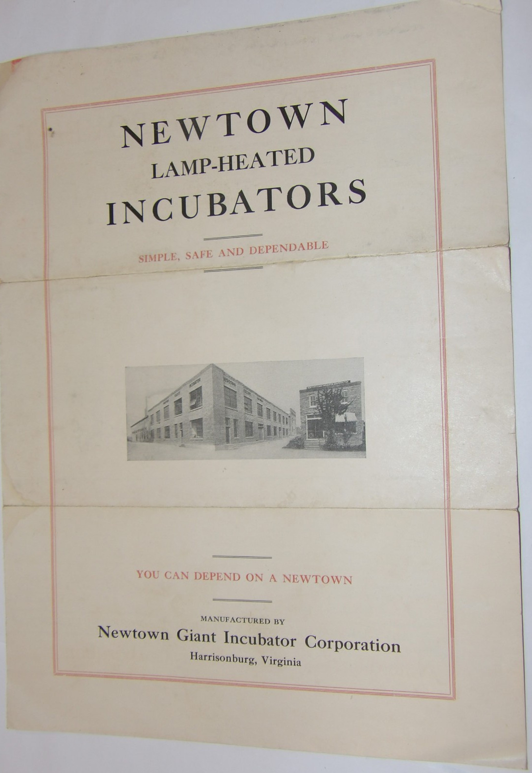 VINTAGE 1925 NEWTOWN OIL LAMP-HEATED INCUBATORS BROCHURES! 4 PCS/HARRISONBURG,VA