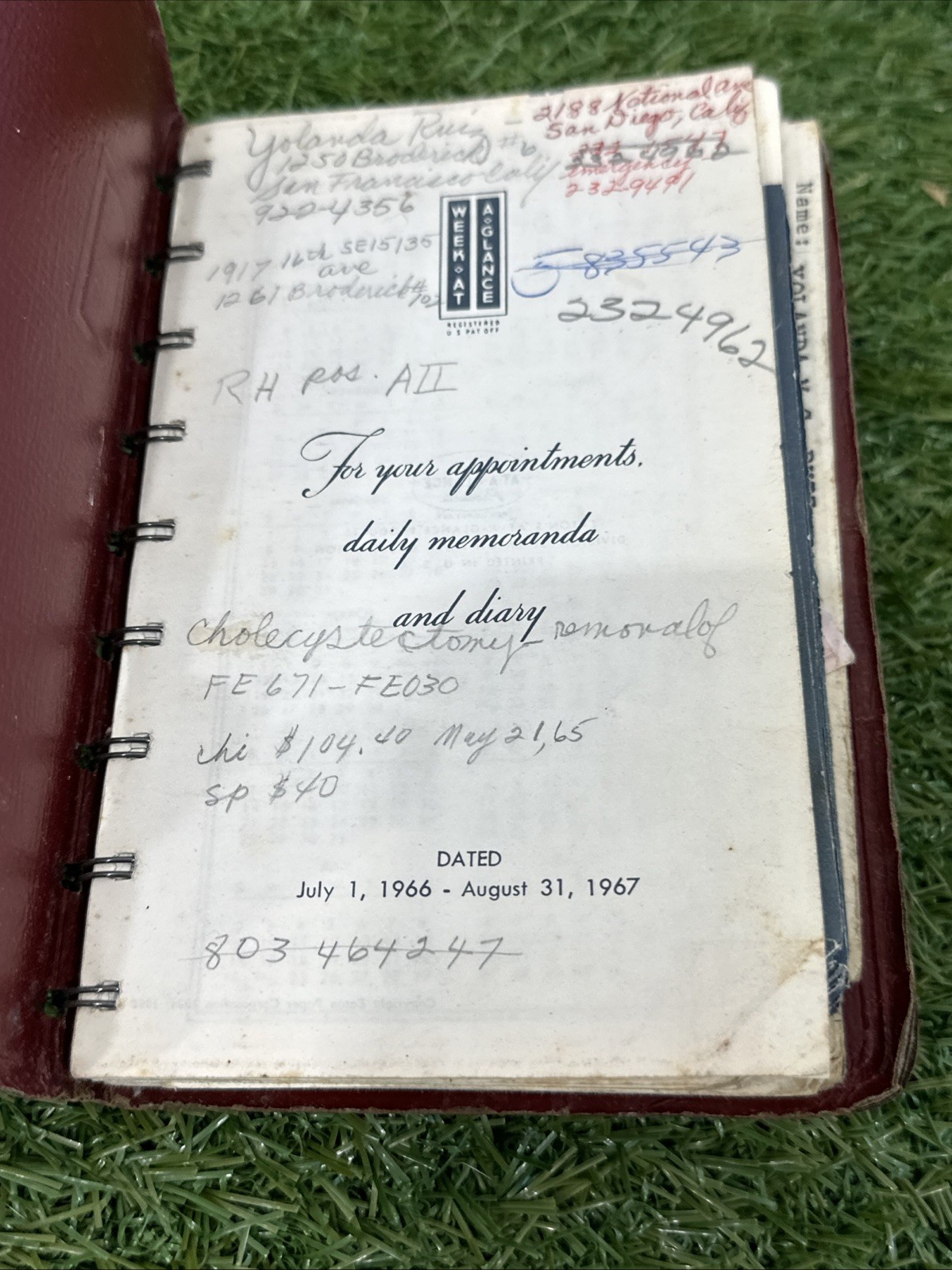 Vintage Notebooks Week at a Glance Weekly-Minder Lot Of 5 Piece 1963-1967 & 1976