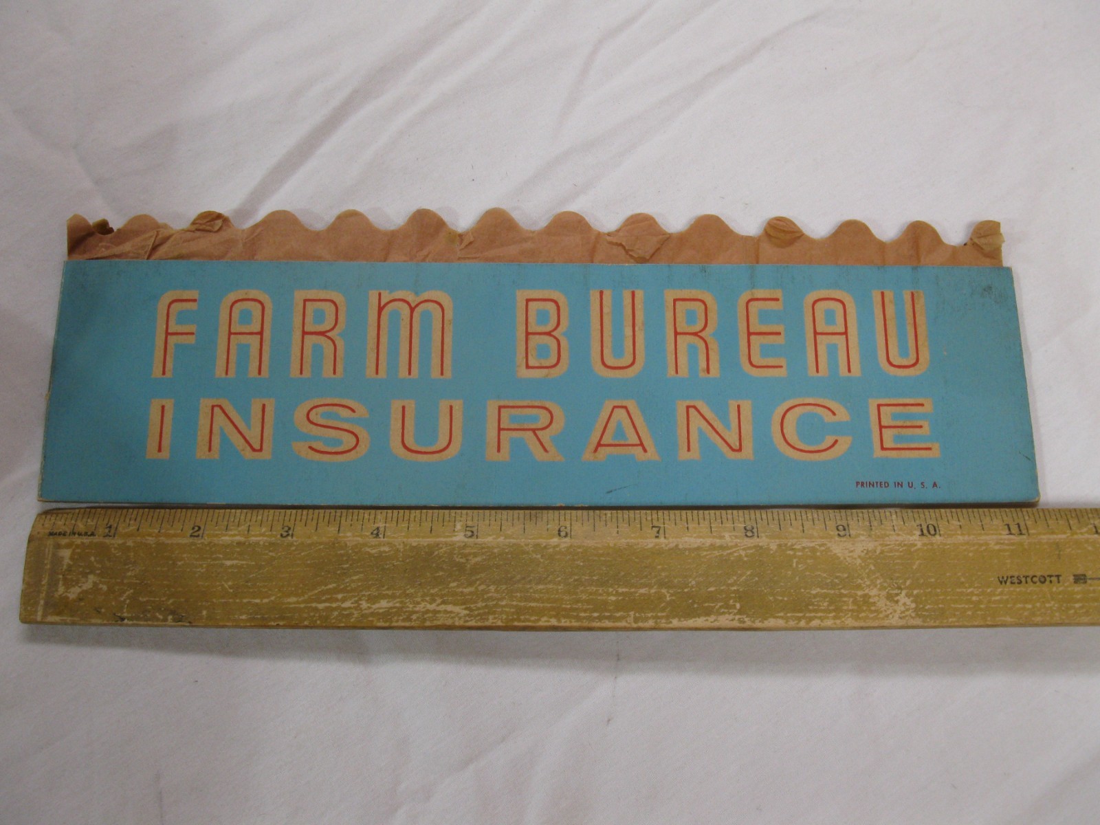 Farm Bureau Insurance Paper Advertising Hat Honeycomb Top OLD