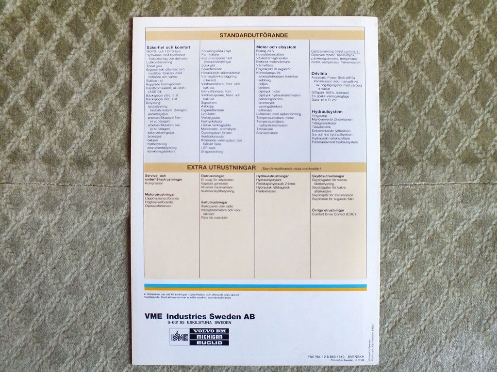 VOLVO BM L50 Wheel Loaders Tractors Brochure Prospekt 1988