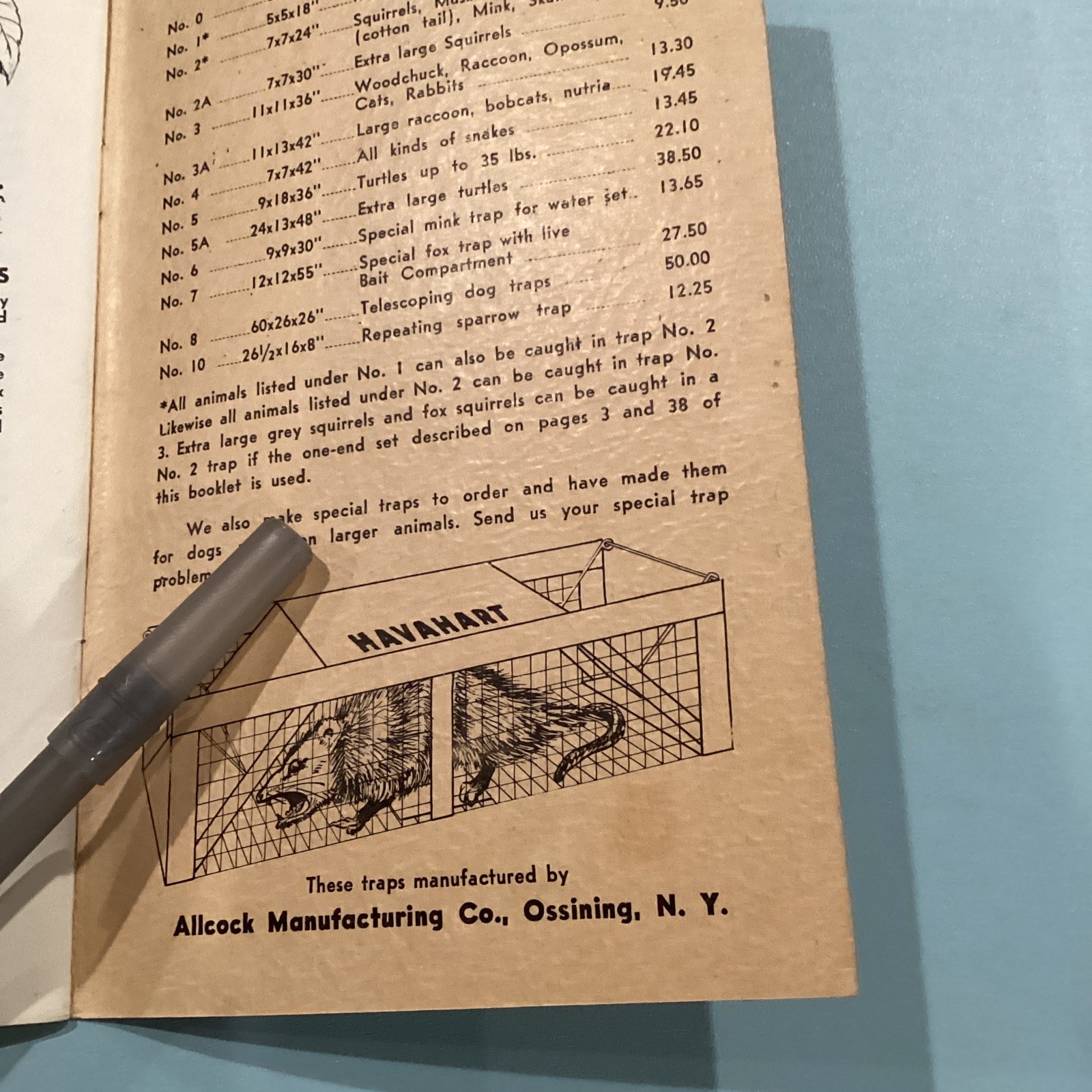 Allcock Manufacturing Co Trapping With Human Havahart Traps Mailer Booklet