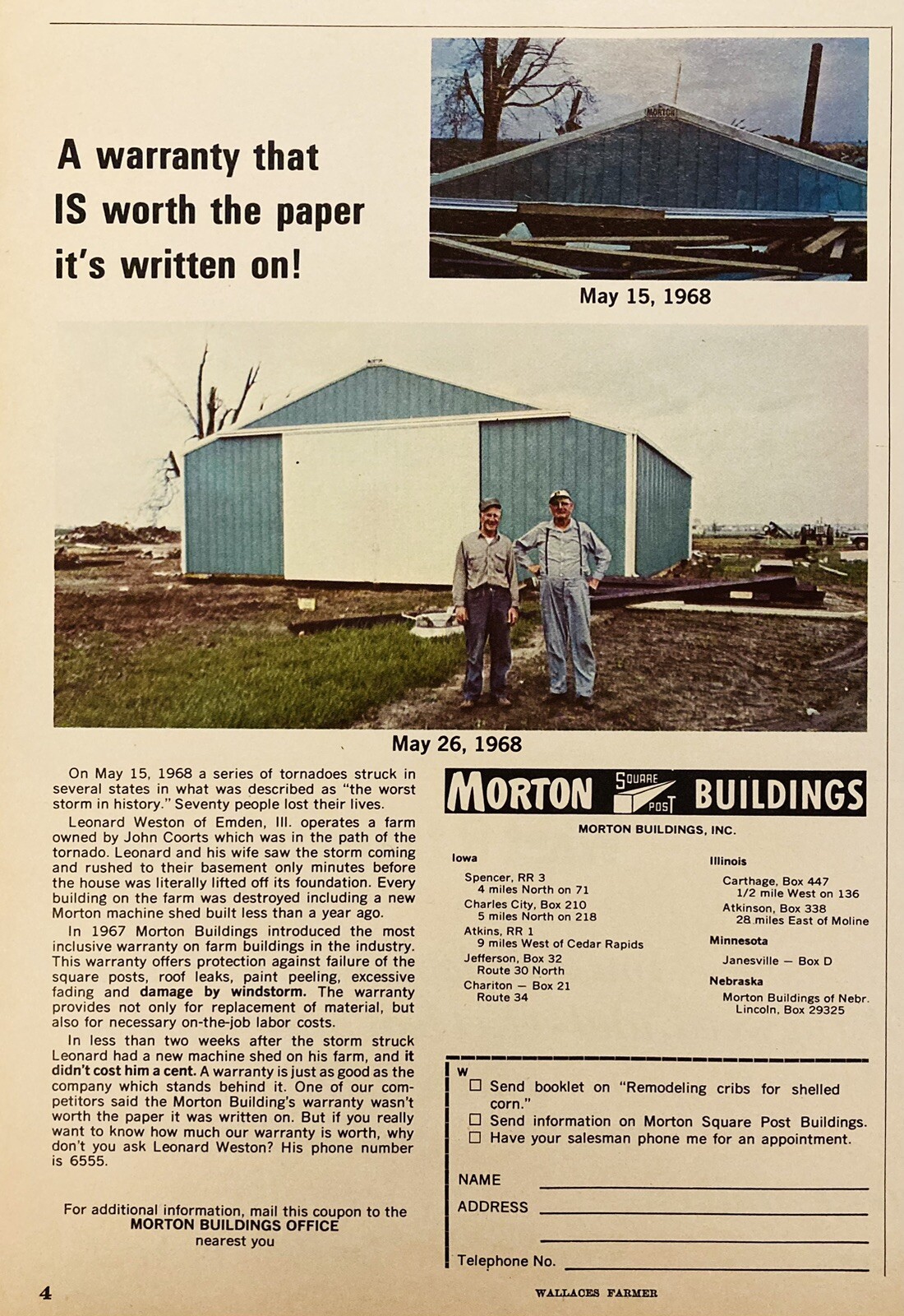 1969 AD.(XH78)~MORTON BUILDINGS, INC. MORTON SQUARE POST FARM BUILDINGS
