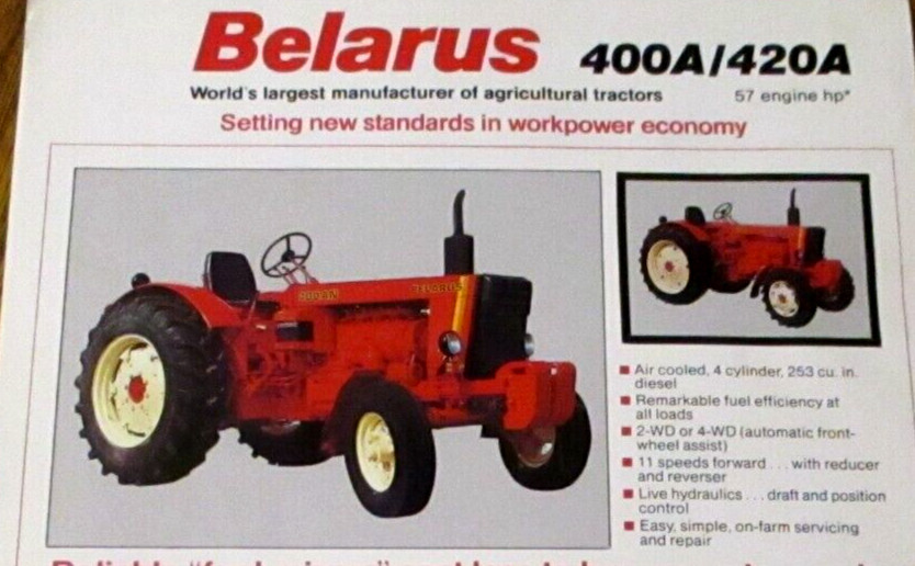 Belarus 400A & 420A Tractors Dealer Spec Sheet Sales Literature Sales Brochure