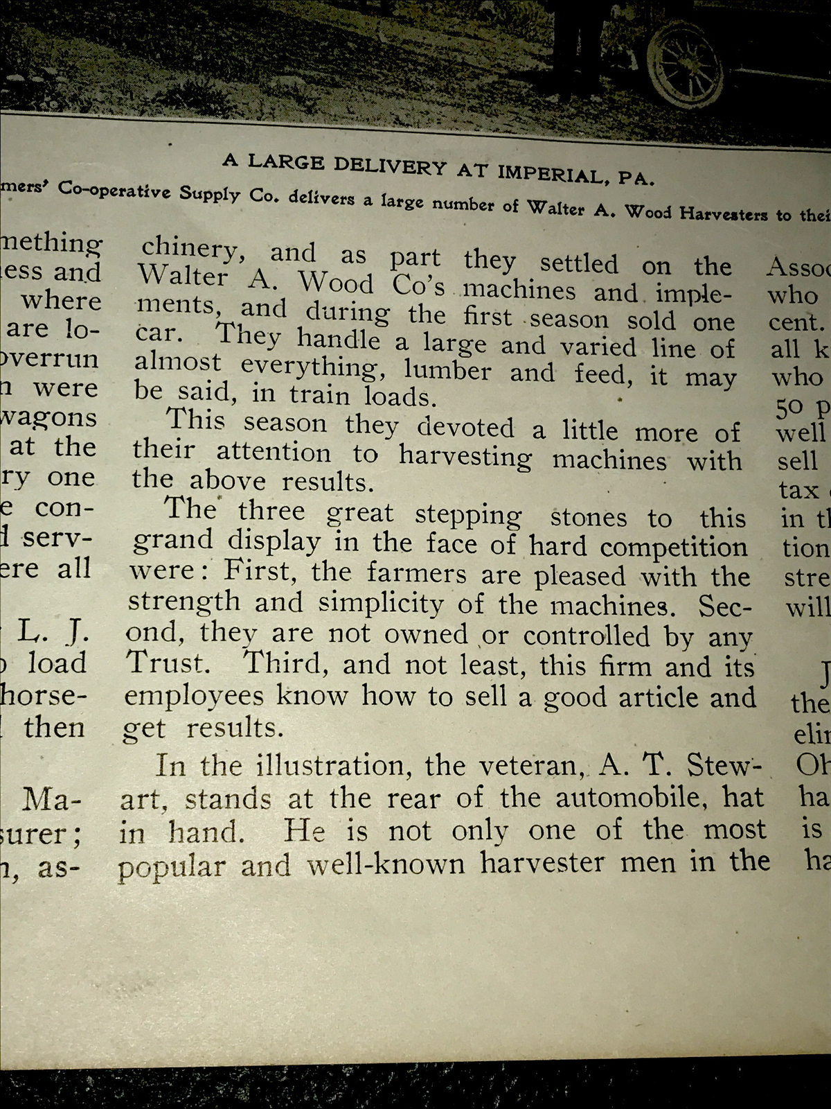 1907 Wood Harvester Farm Advertising – Photo & Article Imperial Pennsylvania