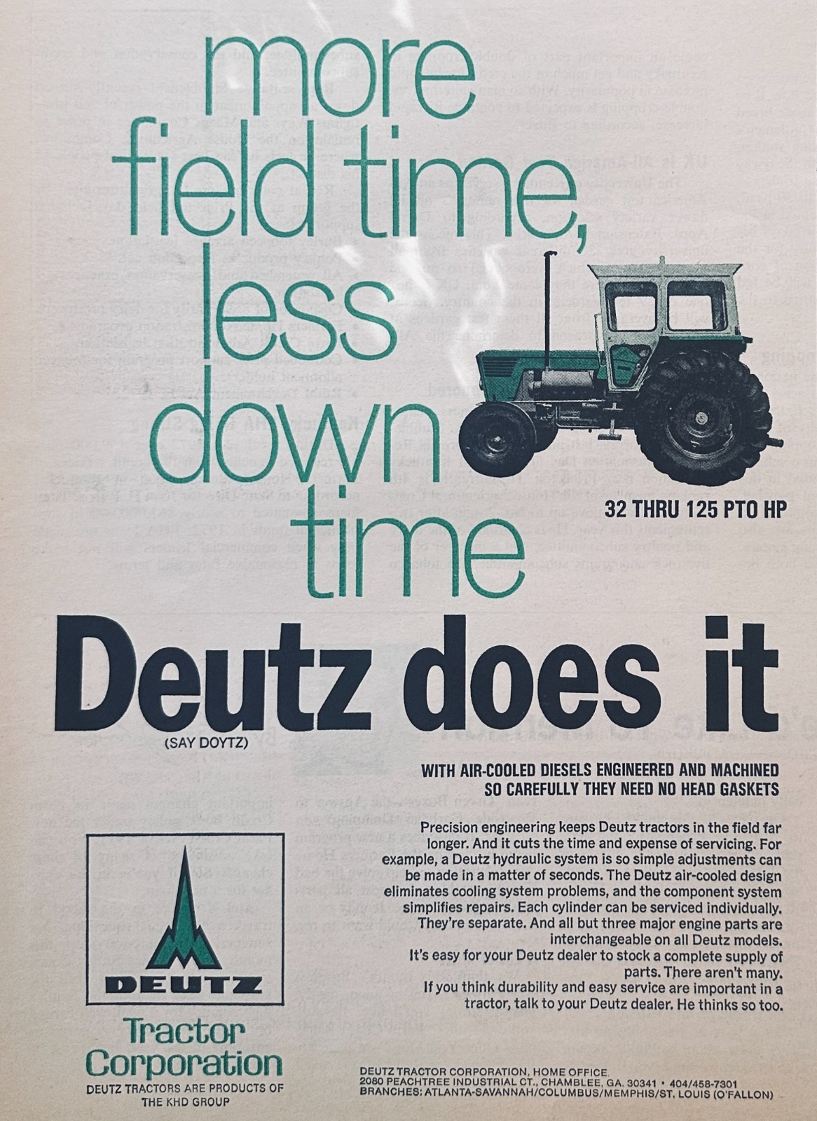 Lot of 2 Unique Deutz Tractor Ads in this Set of 3 #893 from 1972