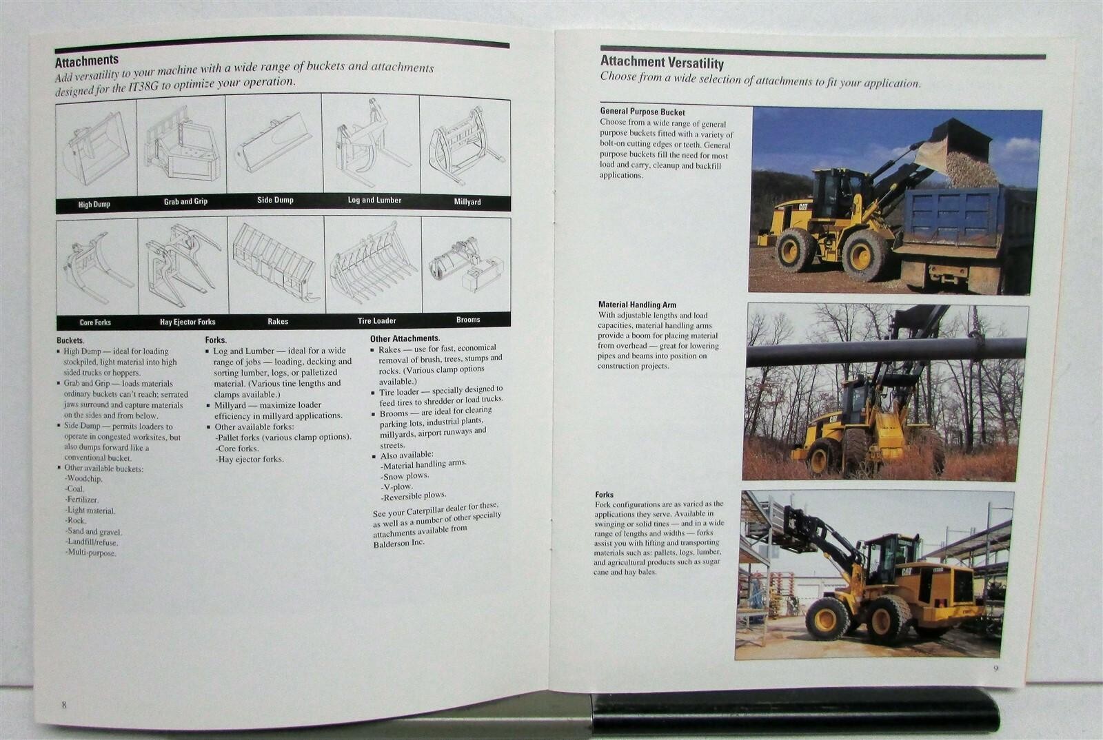 1995 Caterpillar IT38G Integrated Toolcarrier Specs Construction Sales Brochure