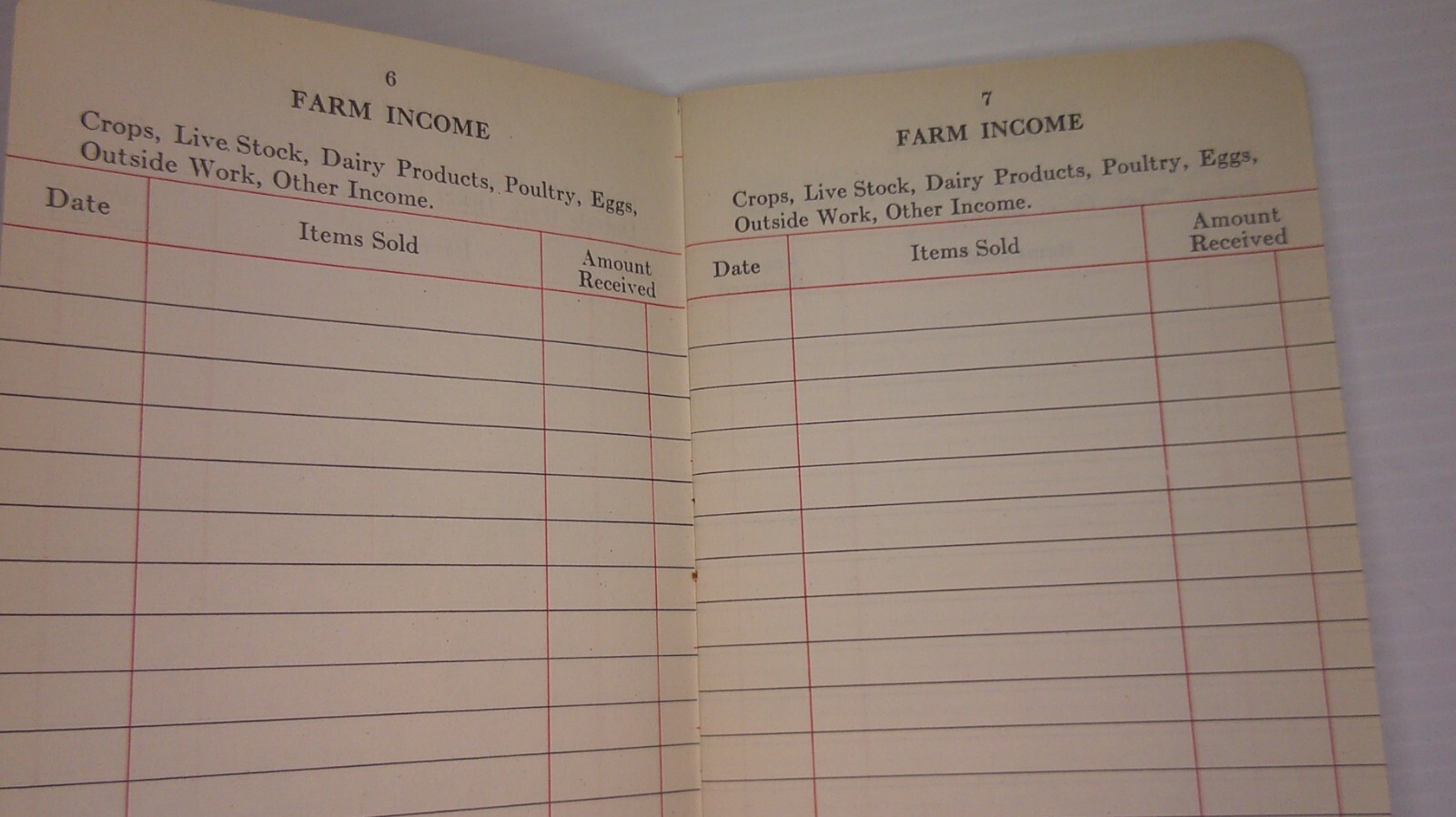 E.L. Norman auctioneer Williamsfield, Il. Farmer&rsquo;s income tax record 1943 book