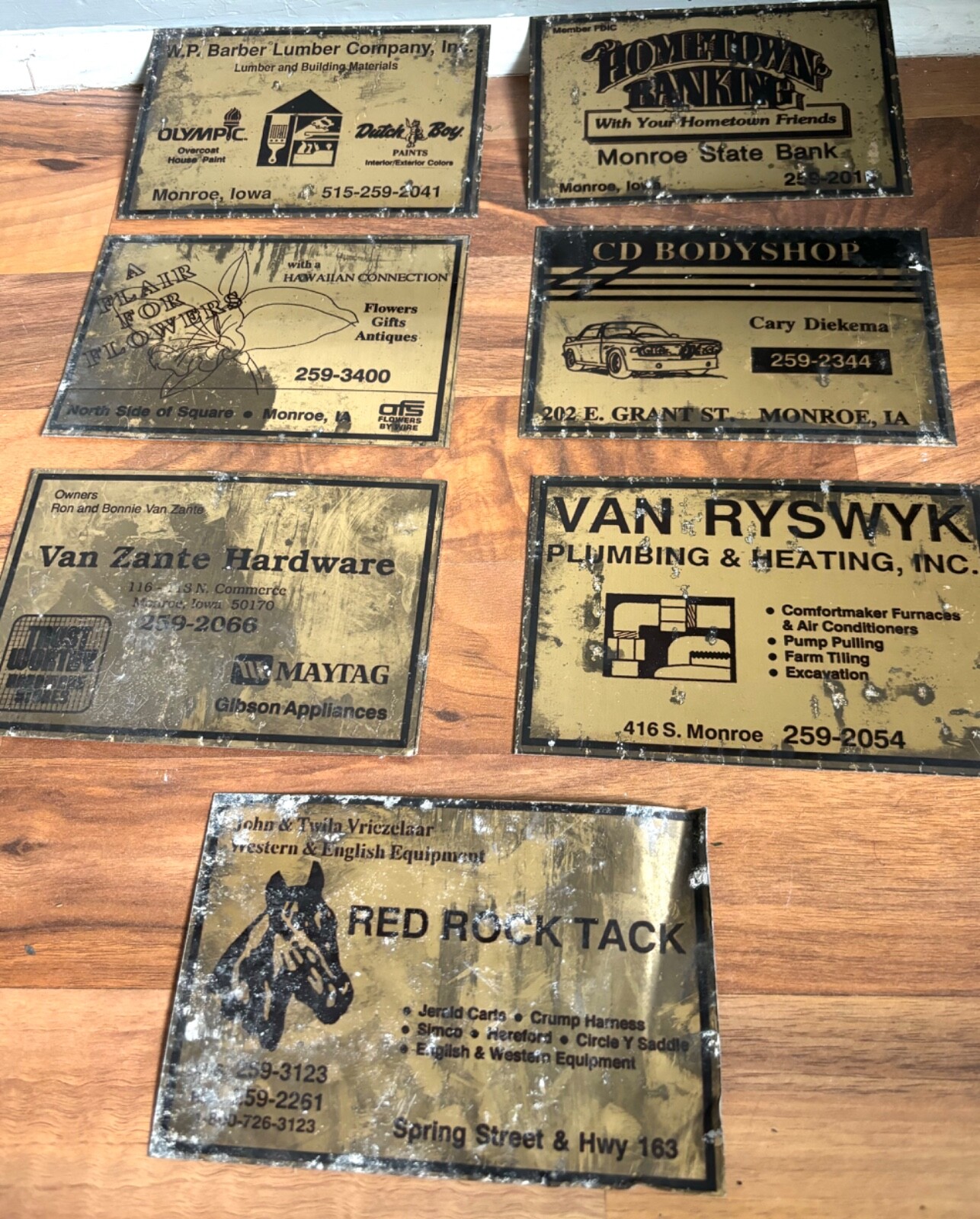Vtg Lot of Small Signs Newton Monroe Iowa IA Ford Tractors Deere IH Horse Floral