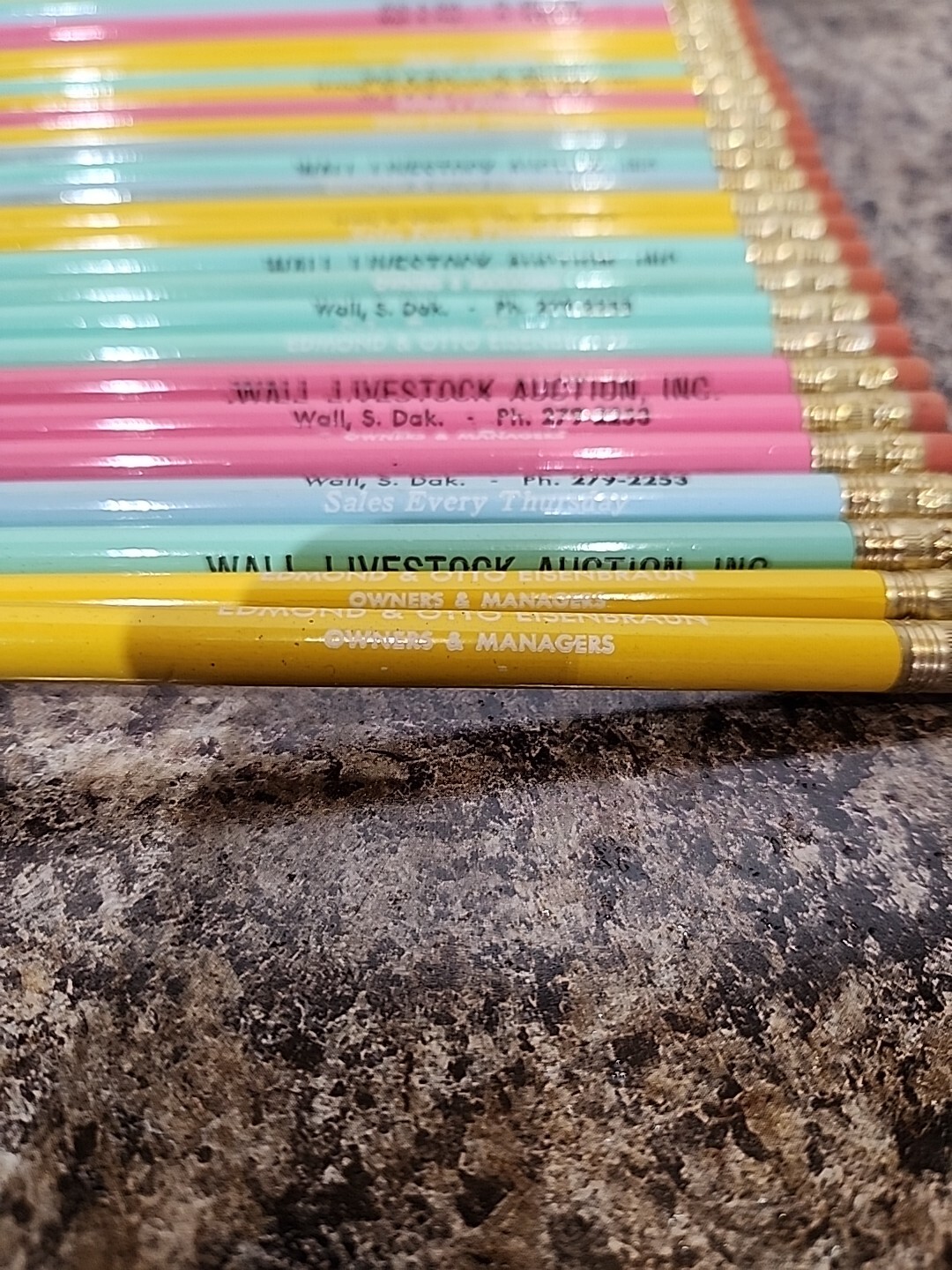 Vtg Lot Wall Livestock Auction Inc Pencils Edmond & Otto Eisenbraun South Dakota