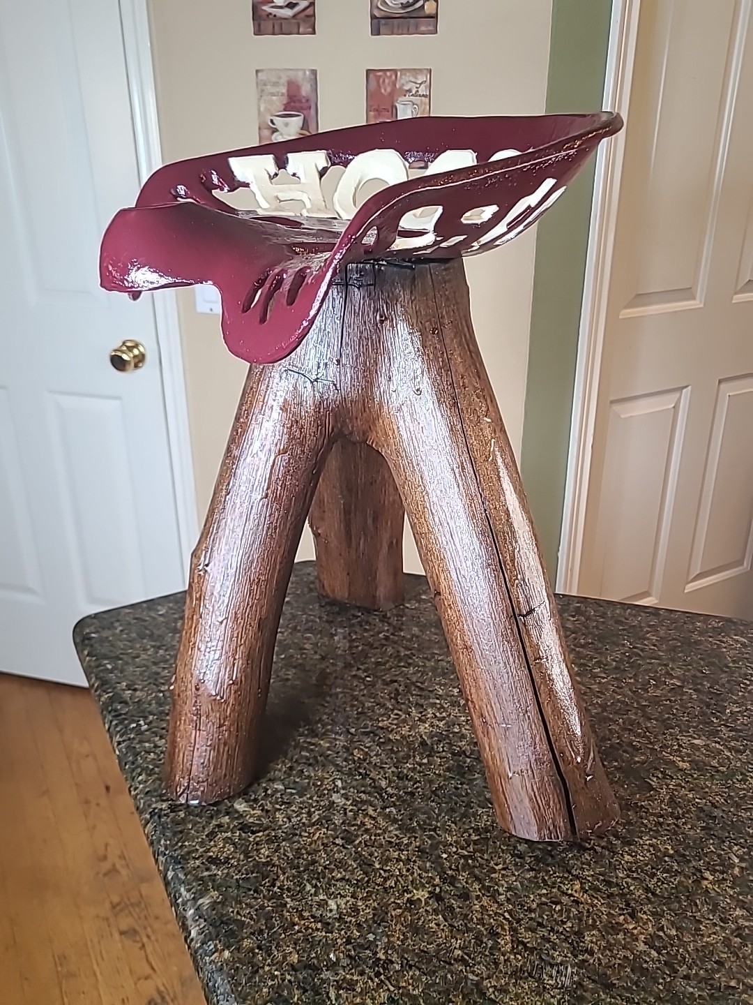 HOOSIER Cast Iron Tractor Seat Custom Made STOOL One Of A Kind IU Colors