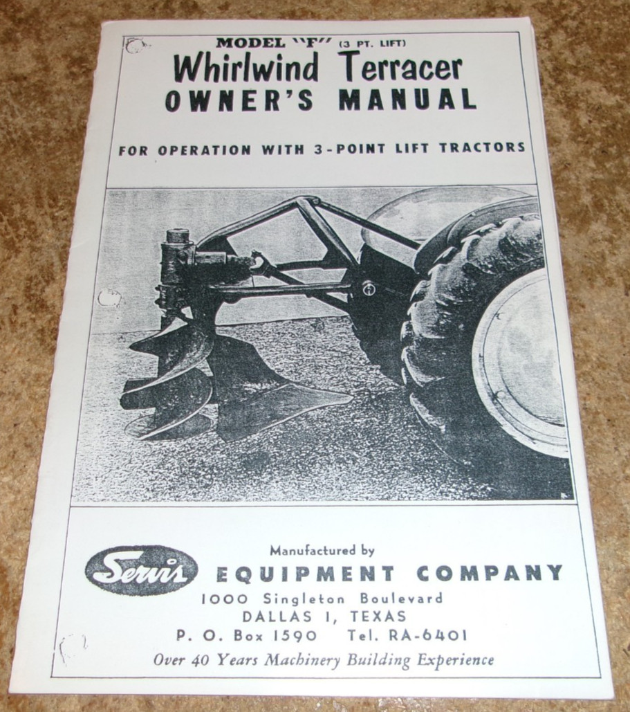 vintage reproduction servis whirlwind terracer owners manual nice used