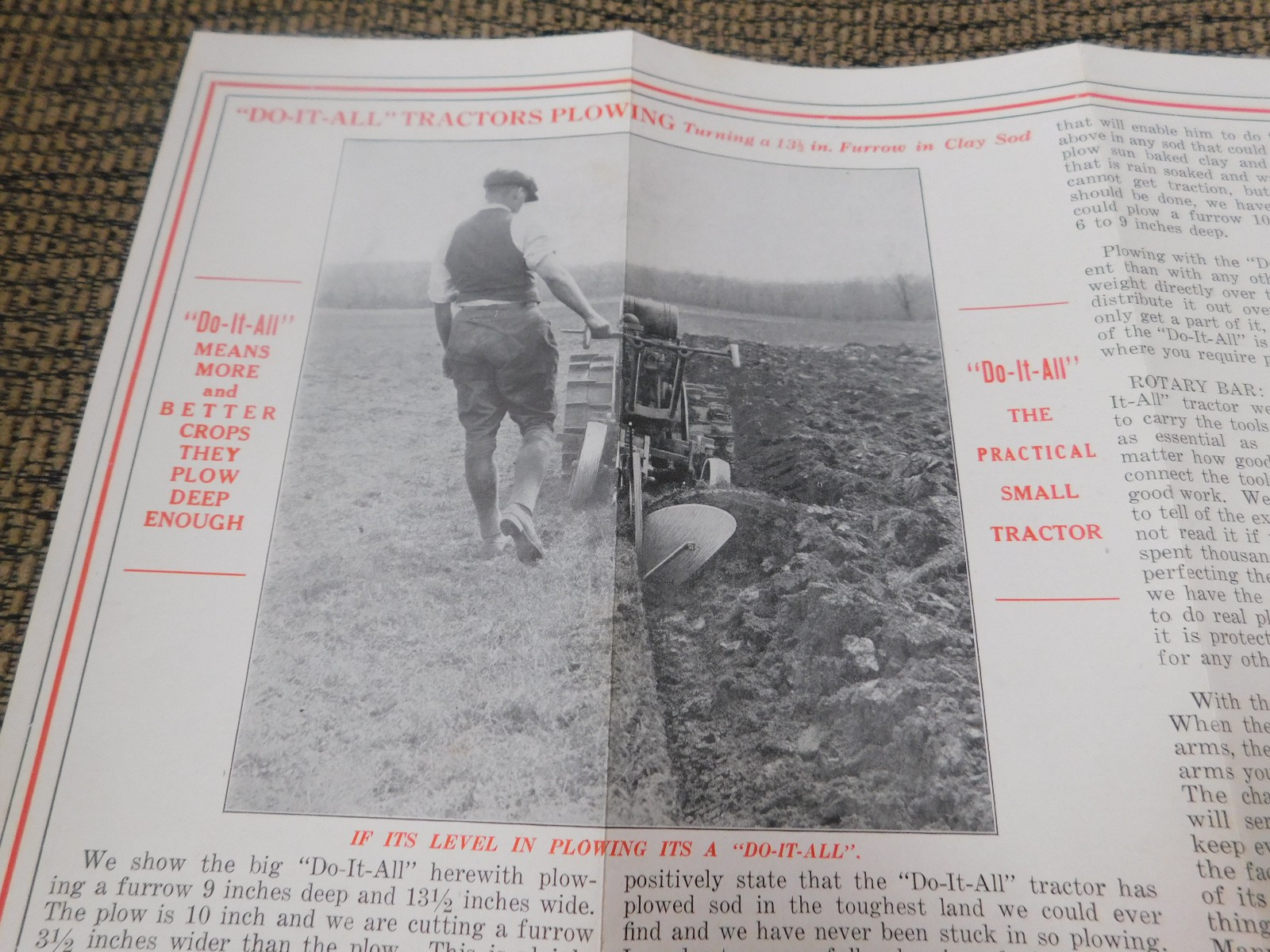 1920&rsquo;s Do-It-All Tractor Brochure Pamphlet *Very RARE*