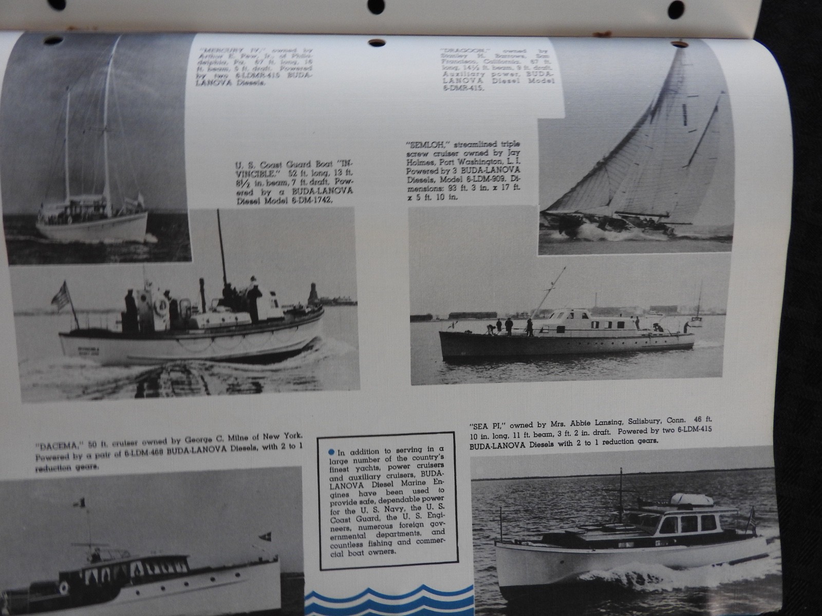 1940 « Buda Lanova Marine Diesel Engines » Work-Tow-Fish-PLEASURE Boat Brochure