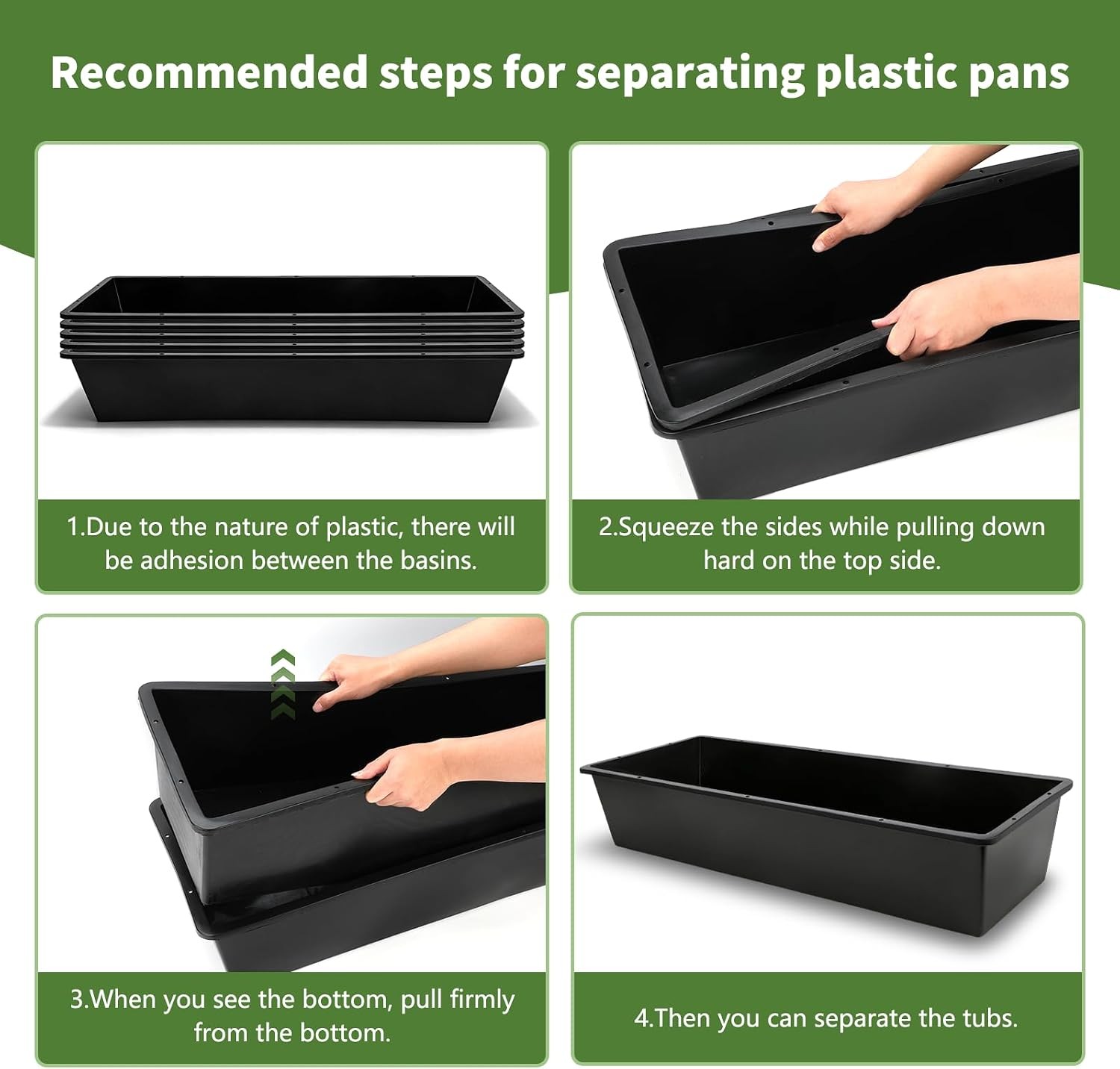 5 Pack Extra Large Capacity 12 Gallon /48 Quart Long Plastic Livestock Trough
