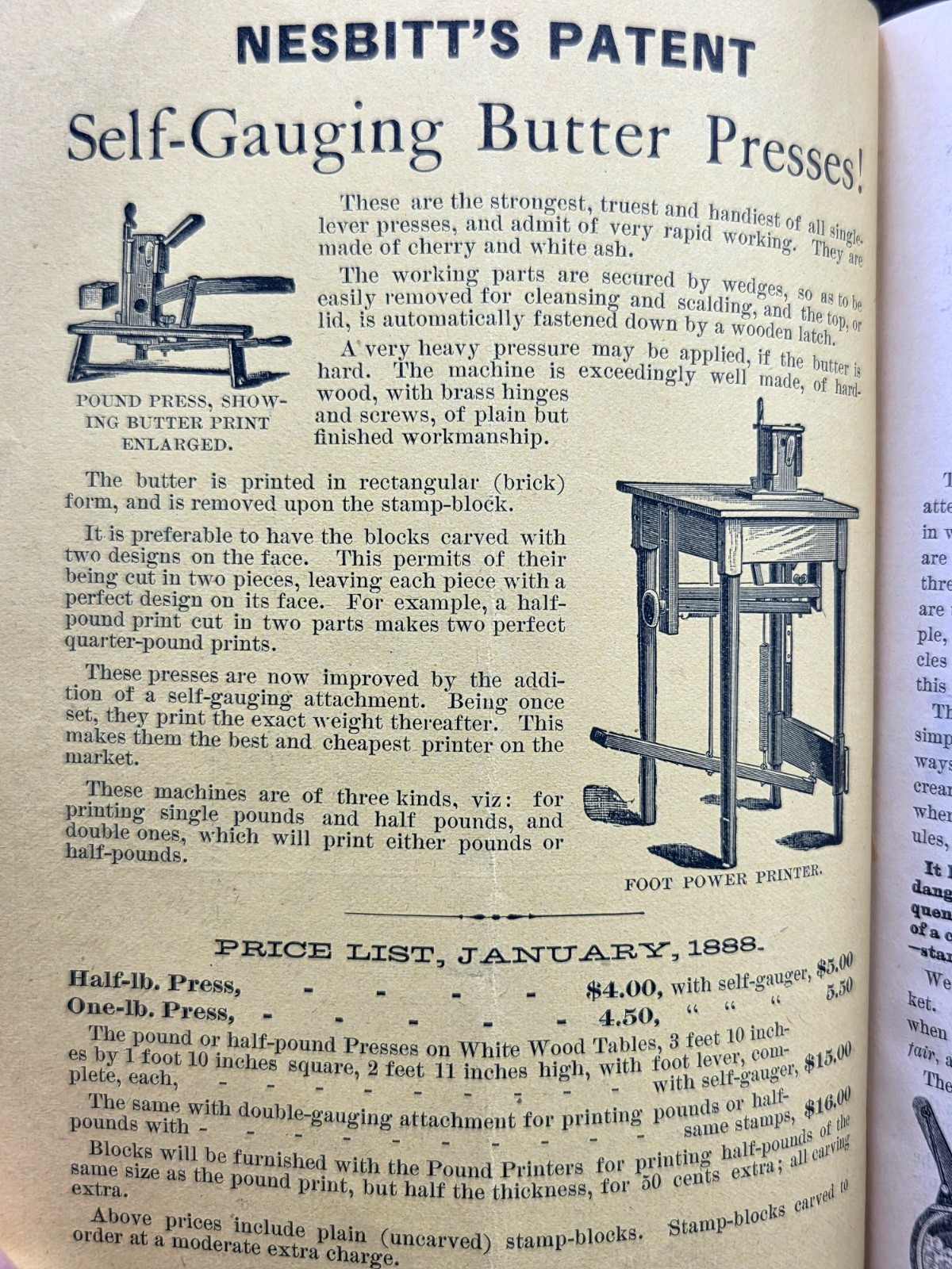 1888 Vermont Farm Machinery Co. Davis Swing Butter Churn Catalog Brochure