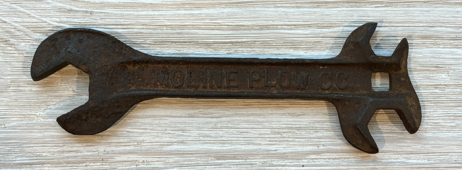 Old Farm Barn Find Vintage Hand Tool Moline Plow CO. Embossed Advertising Wrench