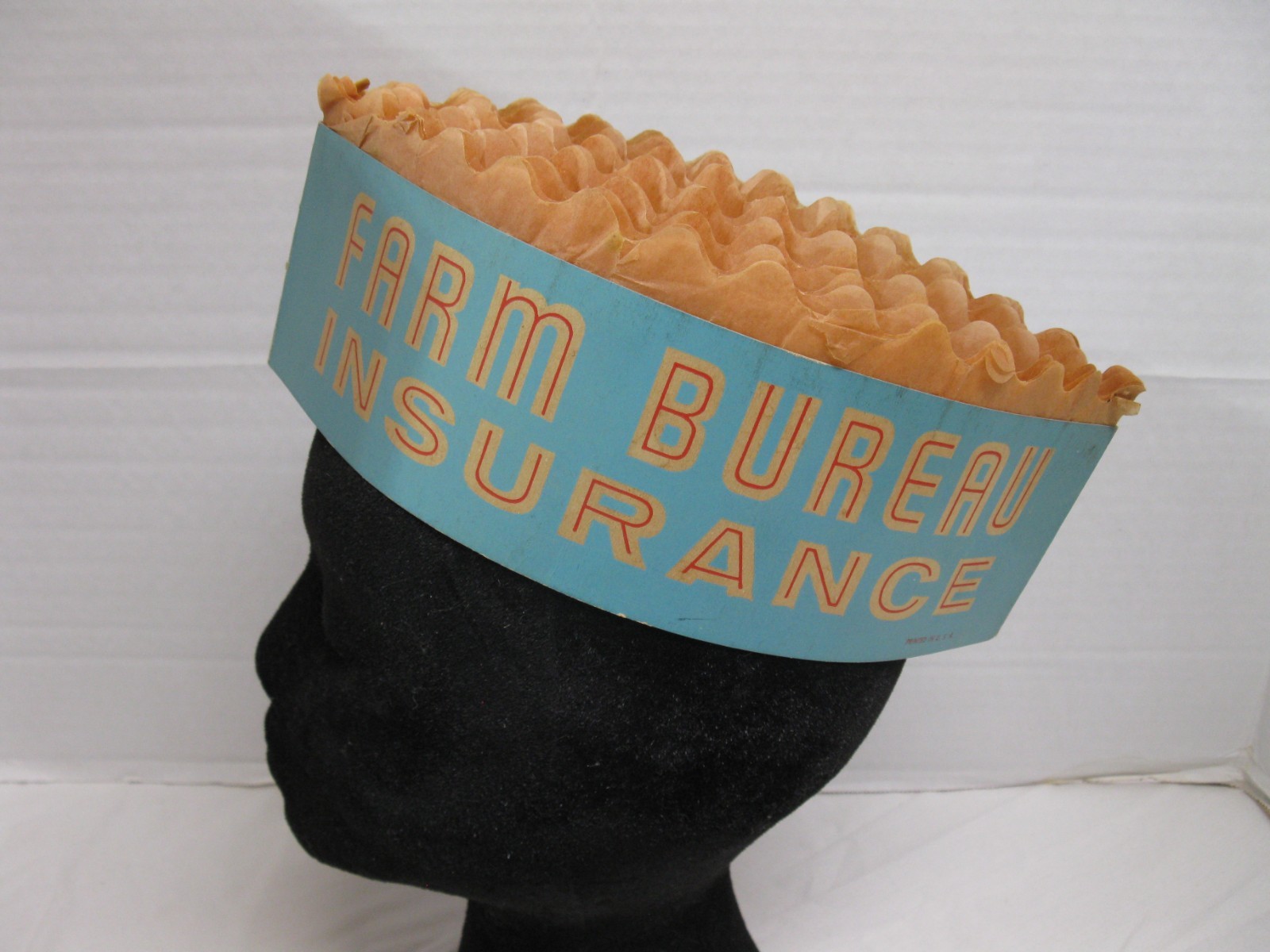 Farm Bureau Insurance Paper Advertising Hat Honeycomb Top OLD