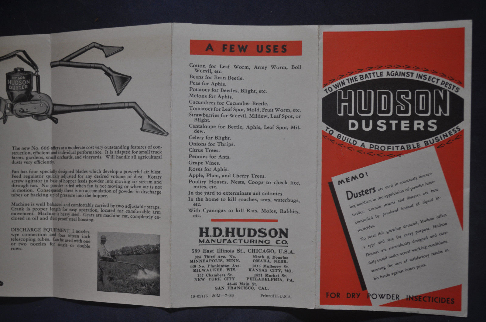 Ca 1935 Hudson Duster for Dry Powder Insecticides Brochure