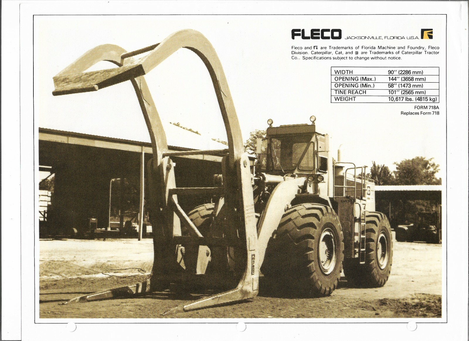 Original OE OEM Fleco Model XL988 XL Millyard Fork Sales Brochure Form # 718A