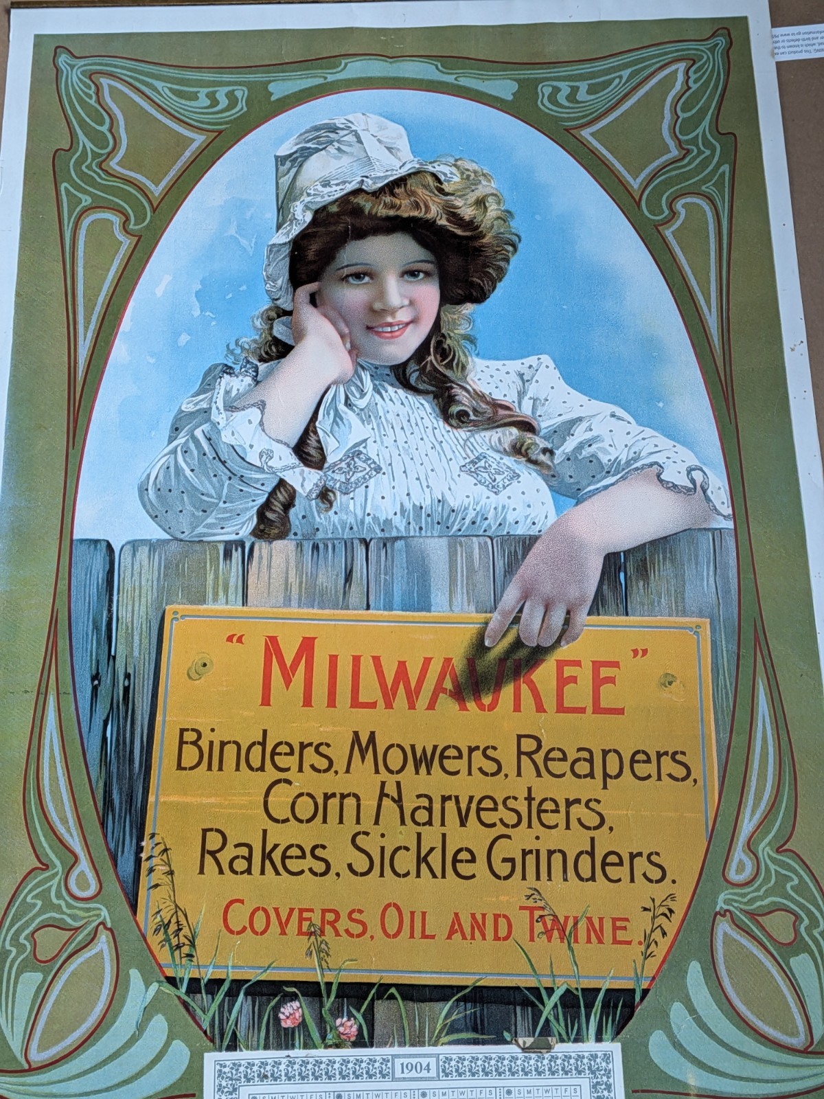 Milwaukee Leads International Harvester Oil Advertising Lithograph Sign Calendar