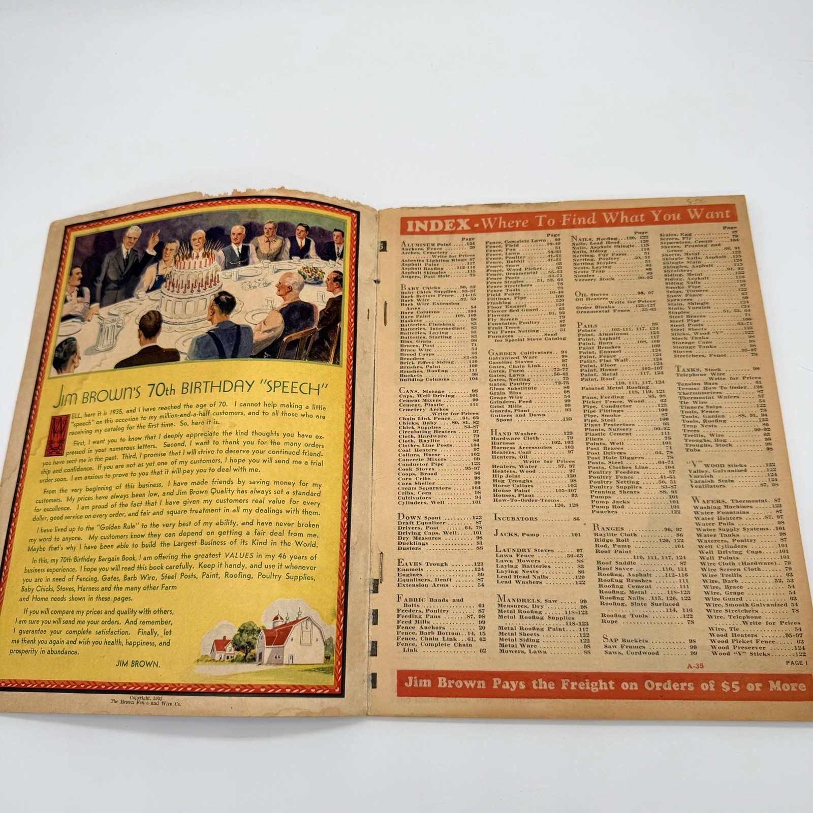JIM BROWN&rsquo;S 1935 BARGAIN BOOK – THE BROWN FENCE & WIRE CO.- Catalog