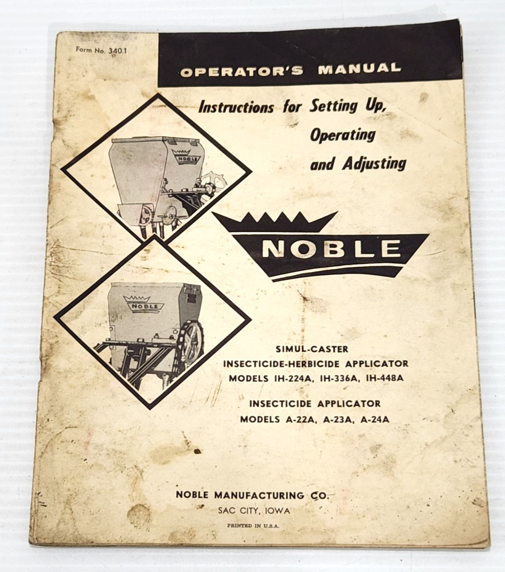Vintage Noble Simul-Caster Insecticide Herbicide Applicator Operator&rsquo;s Manual