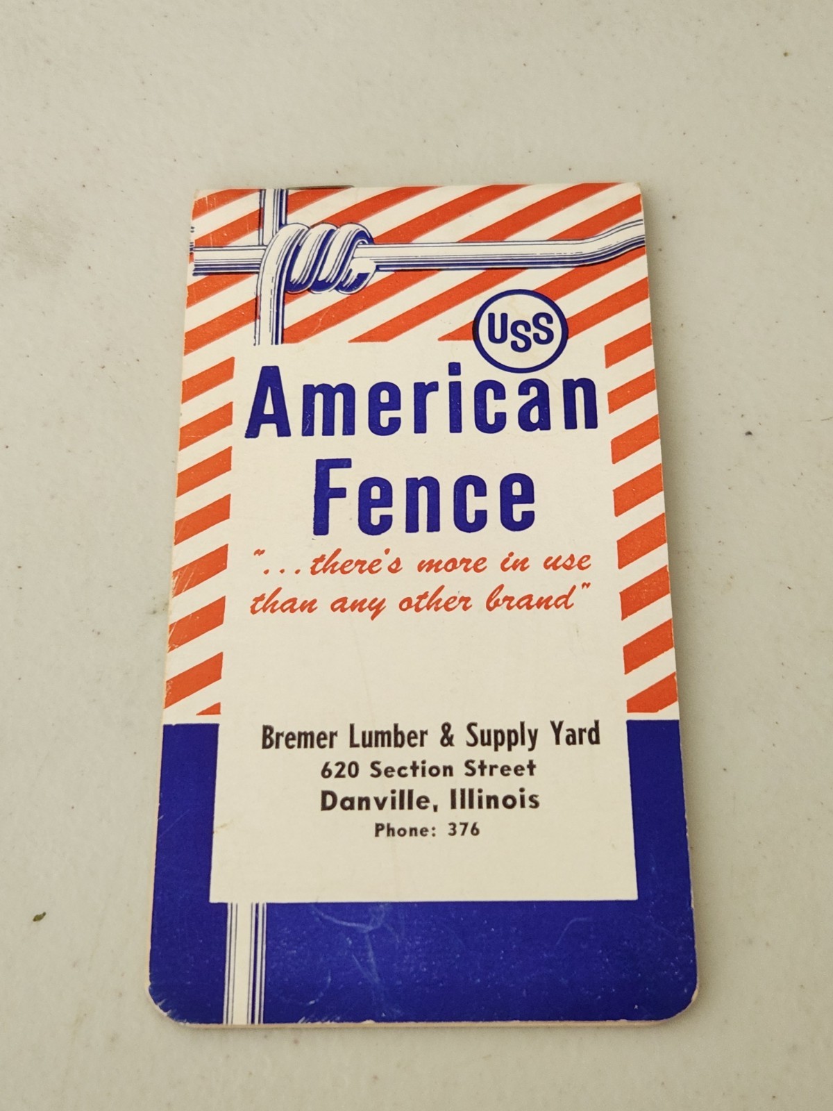 BREMER LUMBER & SUPPLY YARD American Fence Products NOTEBOOK Danville Illinois