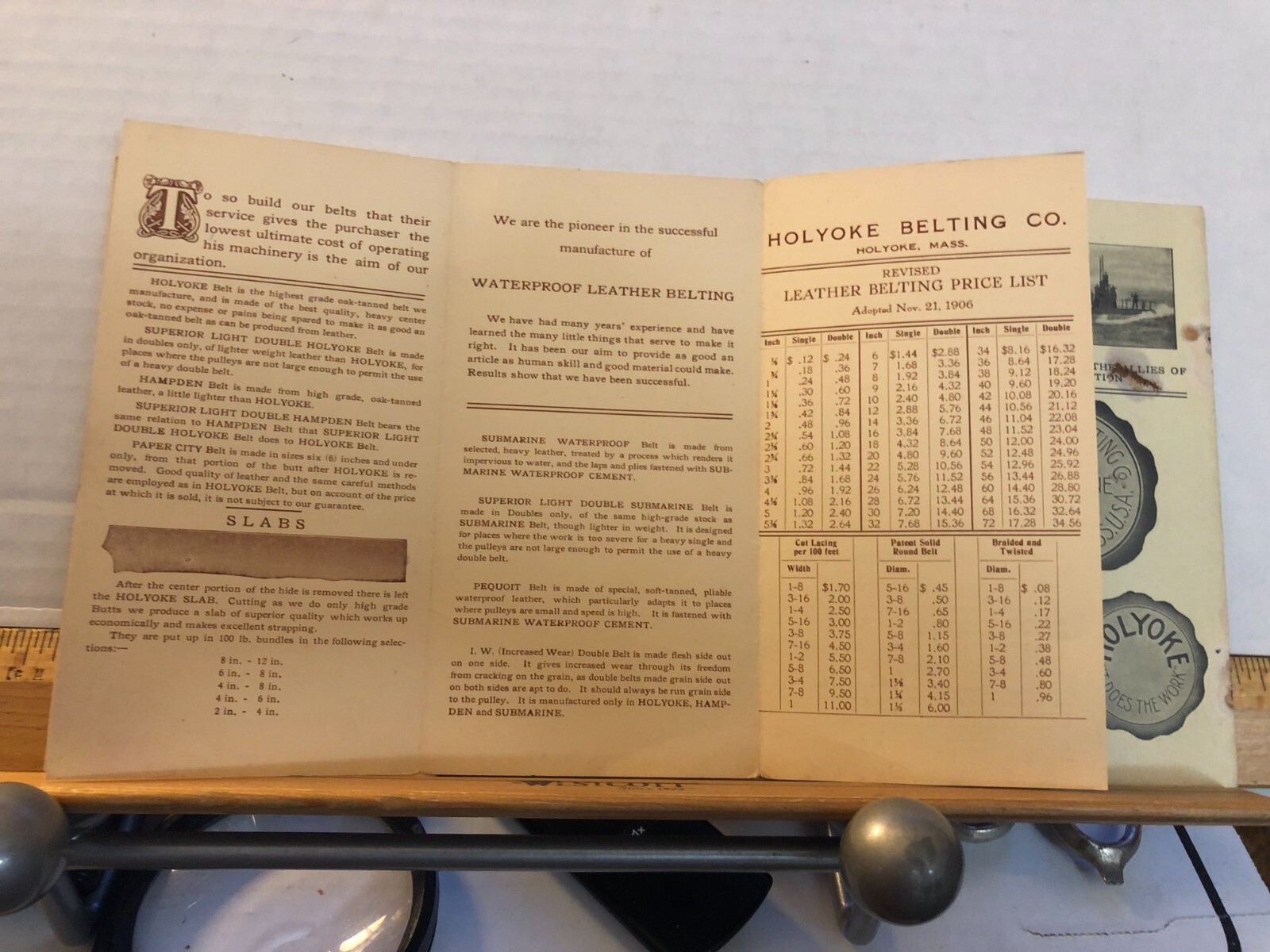 1906 Holyoke Belting Co. Brochures Gandy Phelps Cottonseed Unloader Submarine