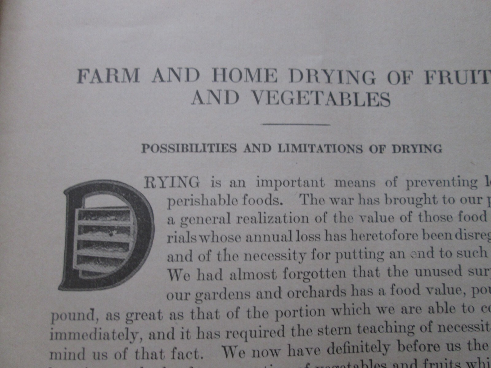 1918 US Department of Agriculture Farm Bulletin 984 – Drying of Fruits & Veggies
