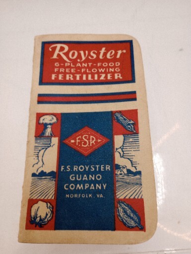 1950 Royster Guano Fertilizer Advertising Farm Calendar Pocket Memo Book Vintage