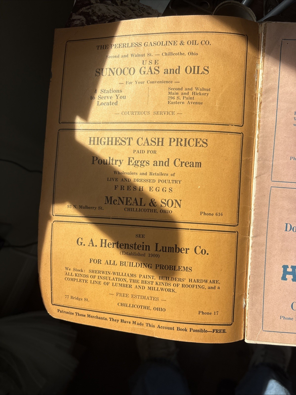 Farm Account Book 1938 Ross County Ohio Vintage Advertising