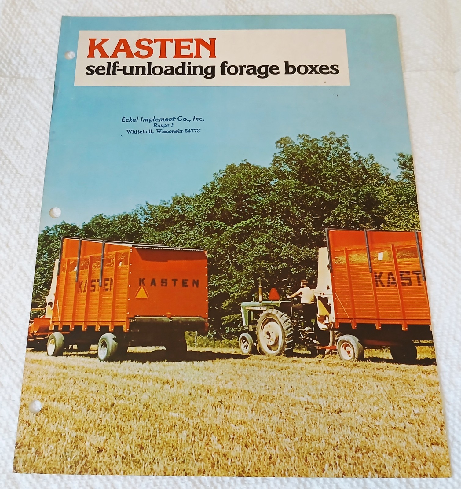 Kasten Self Unloading Forage Boxes 6 Page Folding Brochure Sales Literature