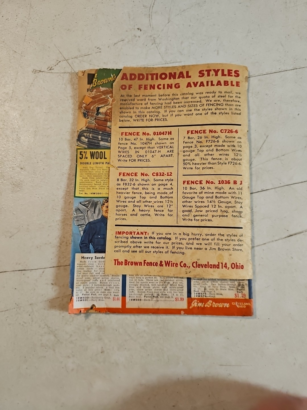 Jim Brown’s 1943 Fall & Winter Catalog. The Brown Fence & Wire Co.