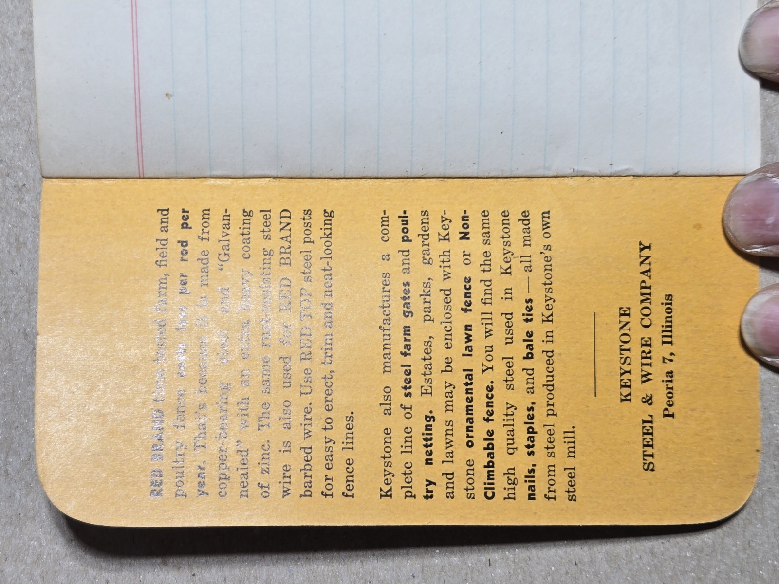 Red Brand barbed wire advertising booklet by Keystone Steel & Wire, c. 1963 Note
