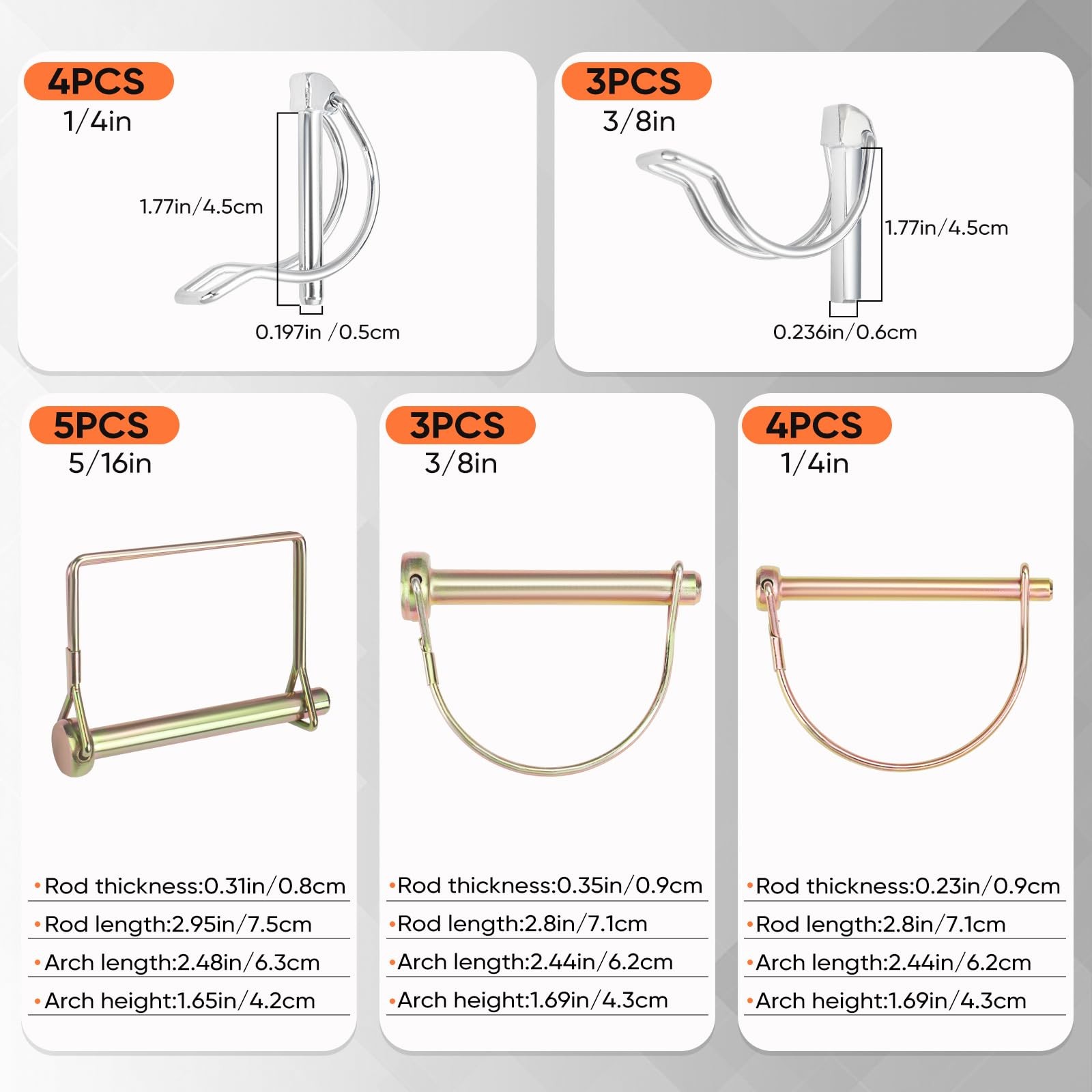 202PCS Hitch Pin, Trailer Pins Clip Pins Assortment Kit for railers Tractors …