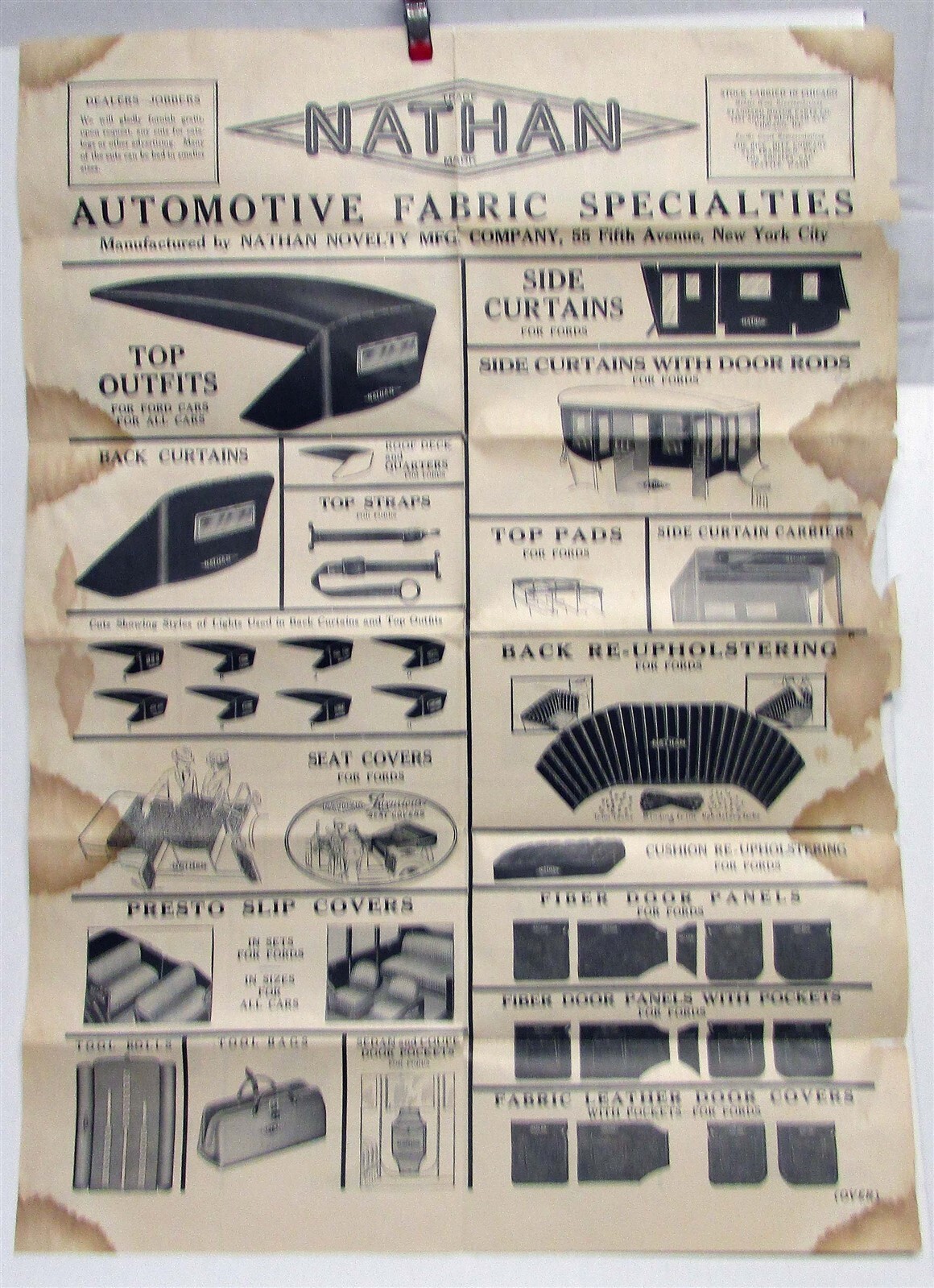 1910s Nathan Novelty Automotive Fabric Specialties Tops Straps Slip Cover poster
