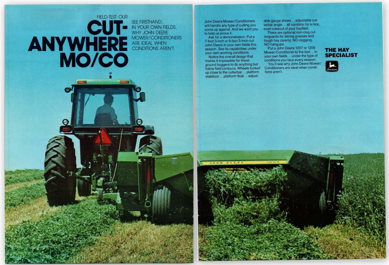 1978 John Deere Mo/Co 1207 1209 Mower Conditioner 70&rsquo;s Vintage 2-Page Print Ad
