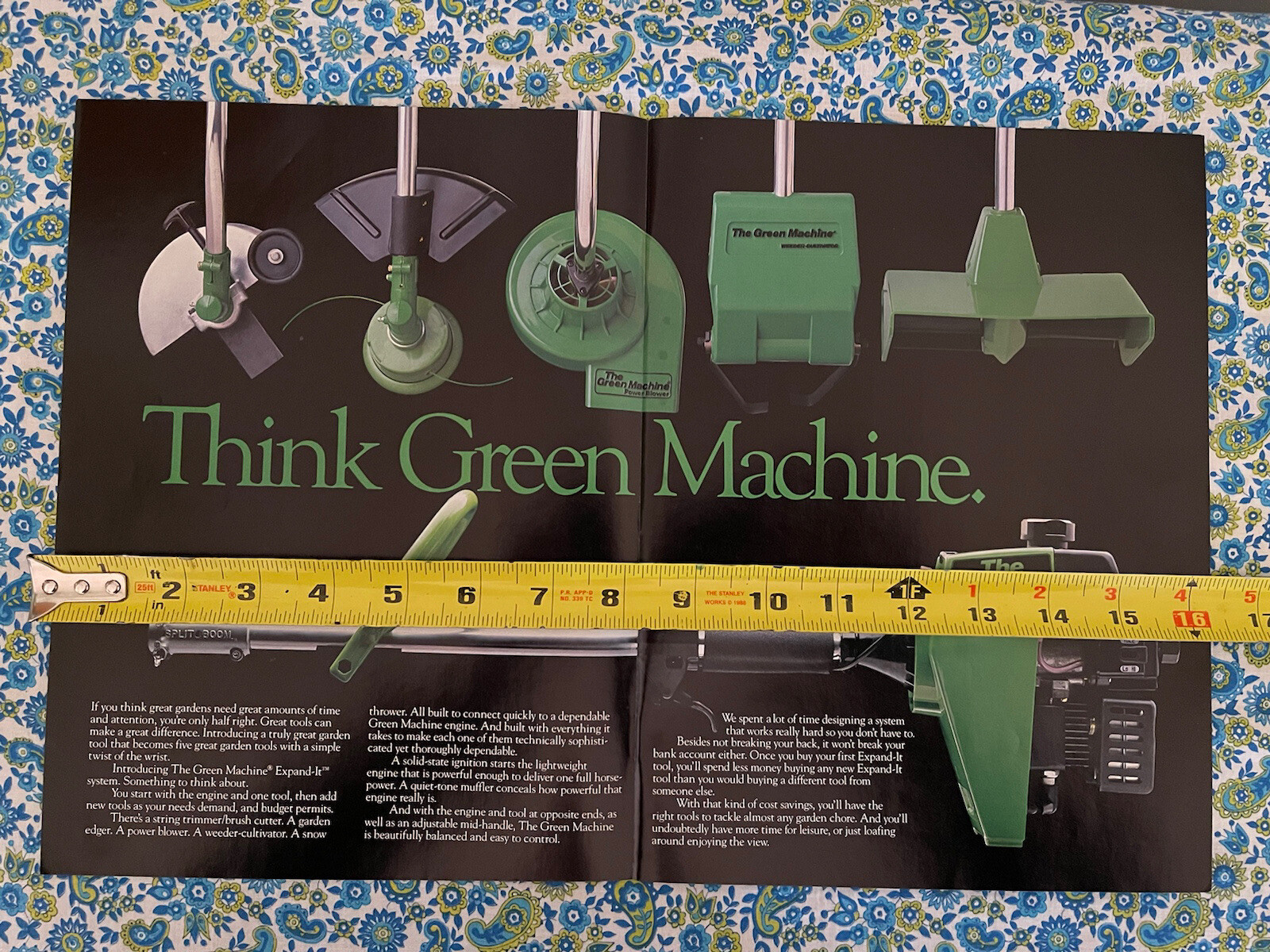Vintage 1985 Think Green Machine 2300 Lawn Tool Print Ad Multi Attachments Edger