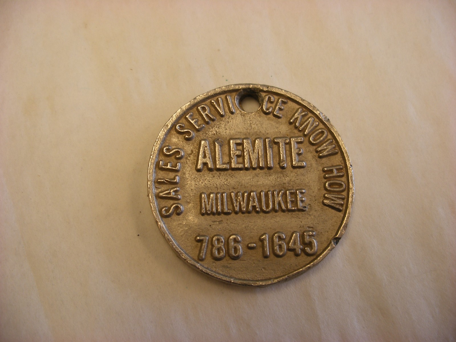 Vintage Advertising Token or Key FOB Alemite Milwaukee Wisconsin WI