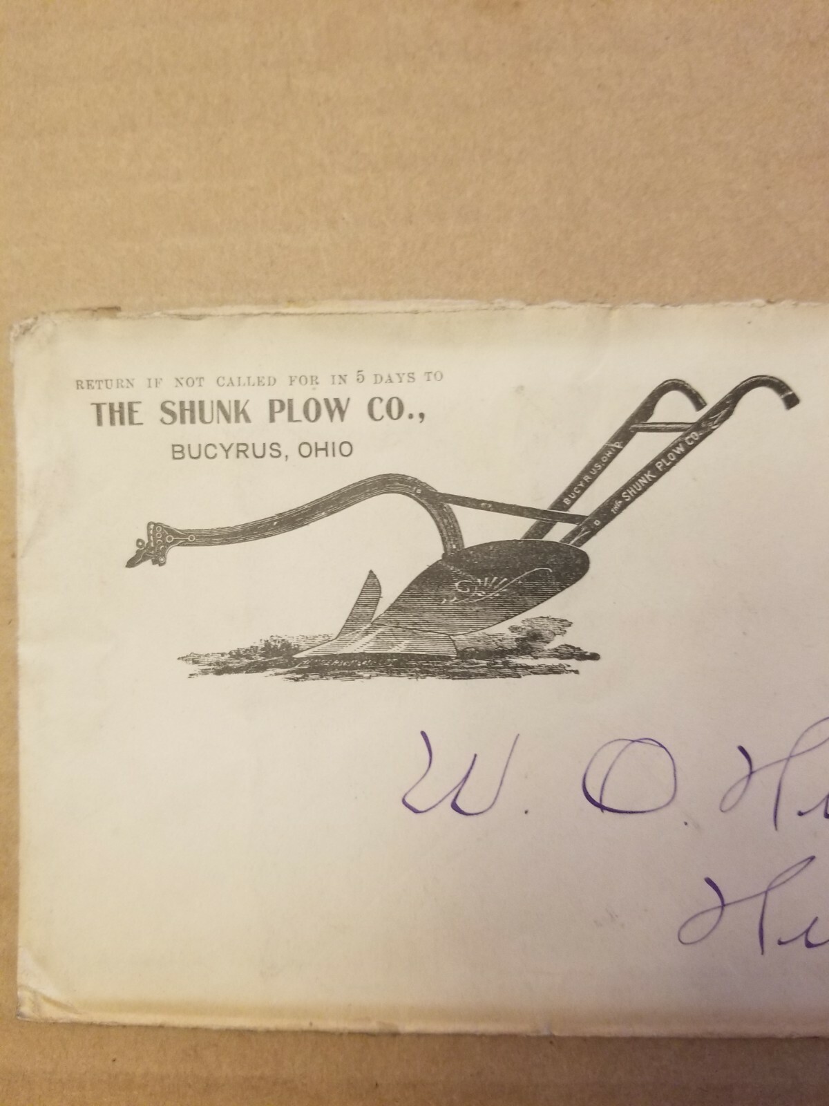 1899. SHUNK PLOW CO. RAILROAD FREIGHT RECEIPT.
