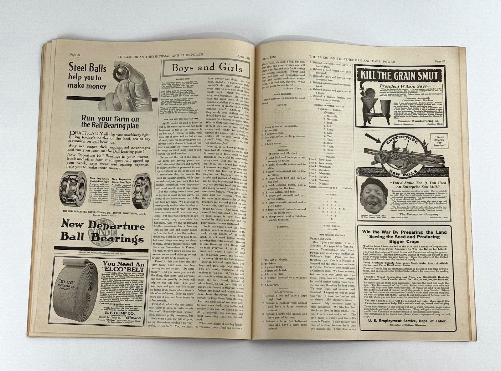 The American Thresherman & Farm Power MAGAZINE April 1918 MADISON, WIS.