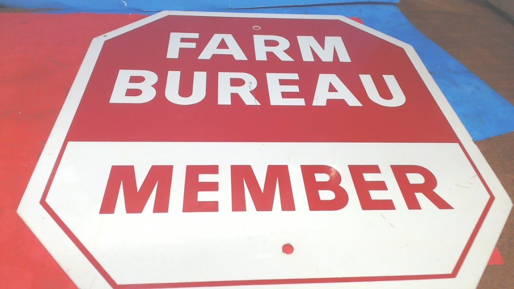 Vintage- Farm Bureau & Stop Sign- 15&Prime; X 15&Prime;-RED & WHITE– Metal Sign