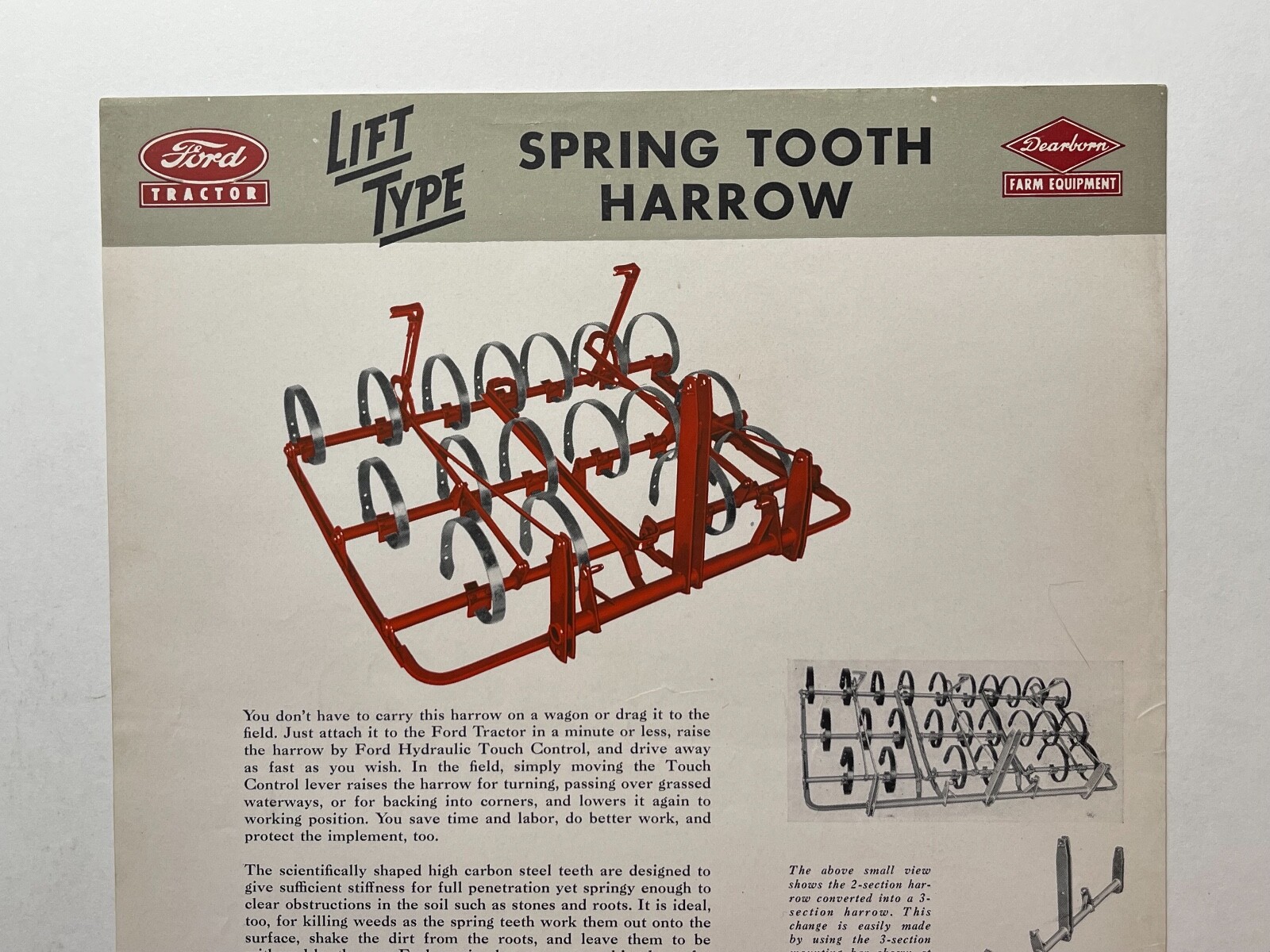 Ford « N » Series- Lift Type Spring Tooth Harrow Sales Brochure *1947*