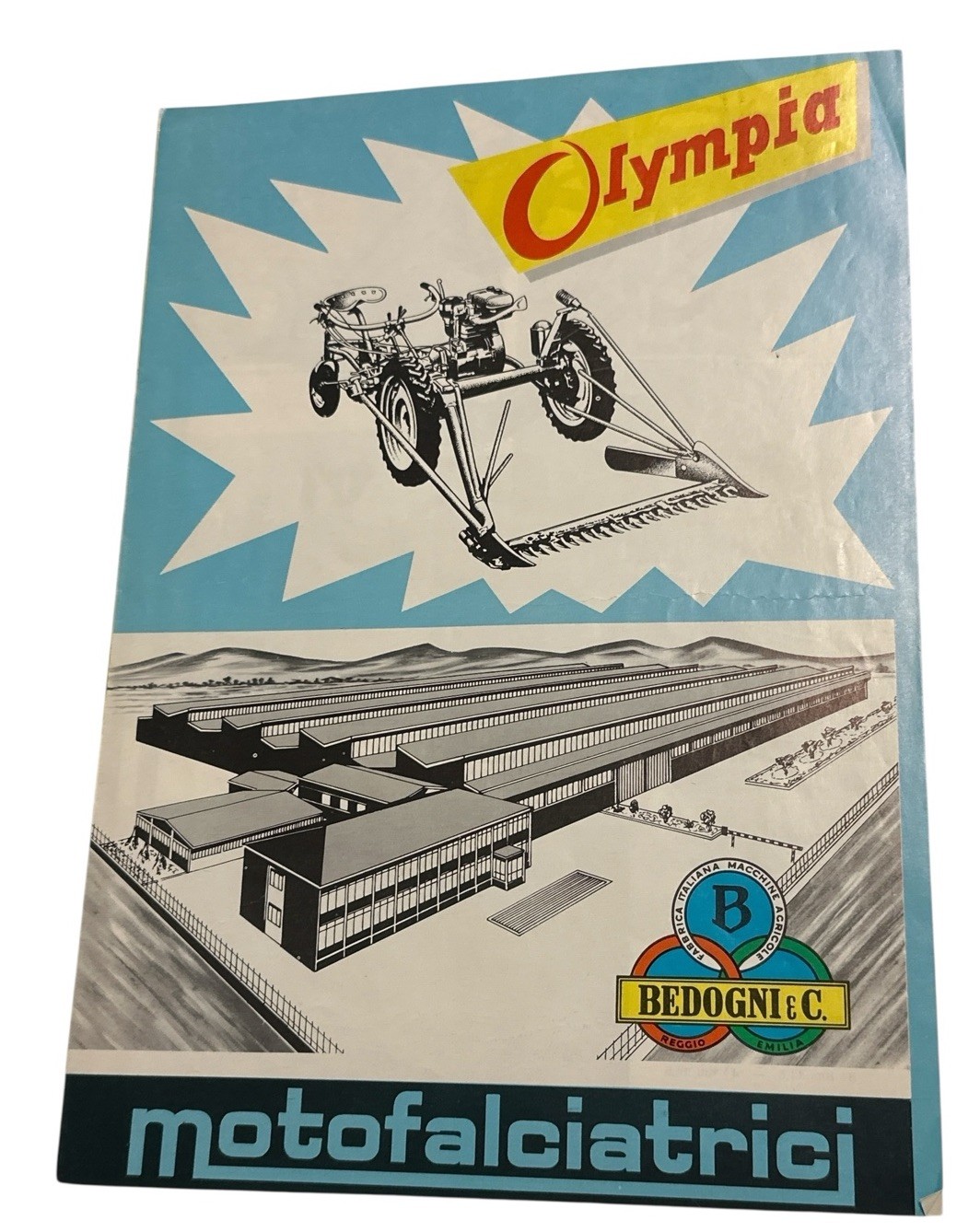 Vintage Olympia Motofalciatrice Brochure Bedogni Italian Farm Machinery