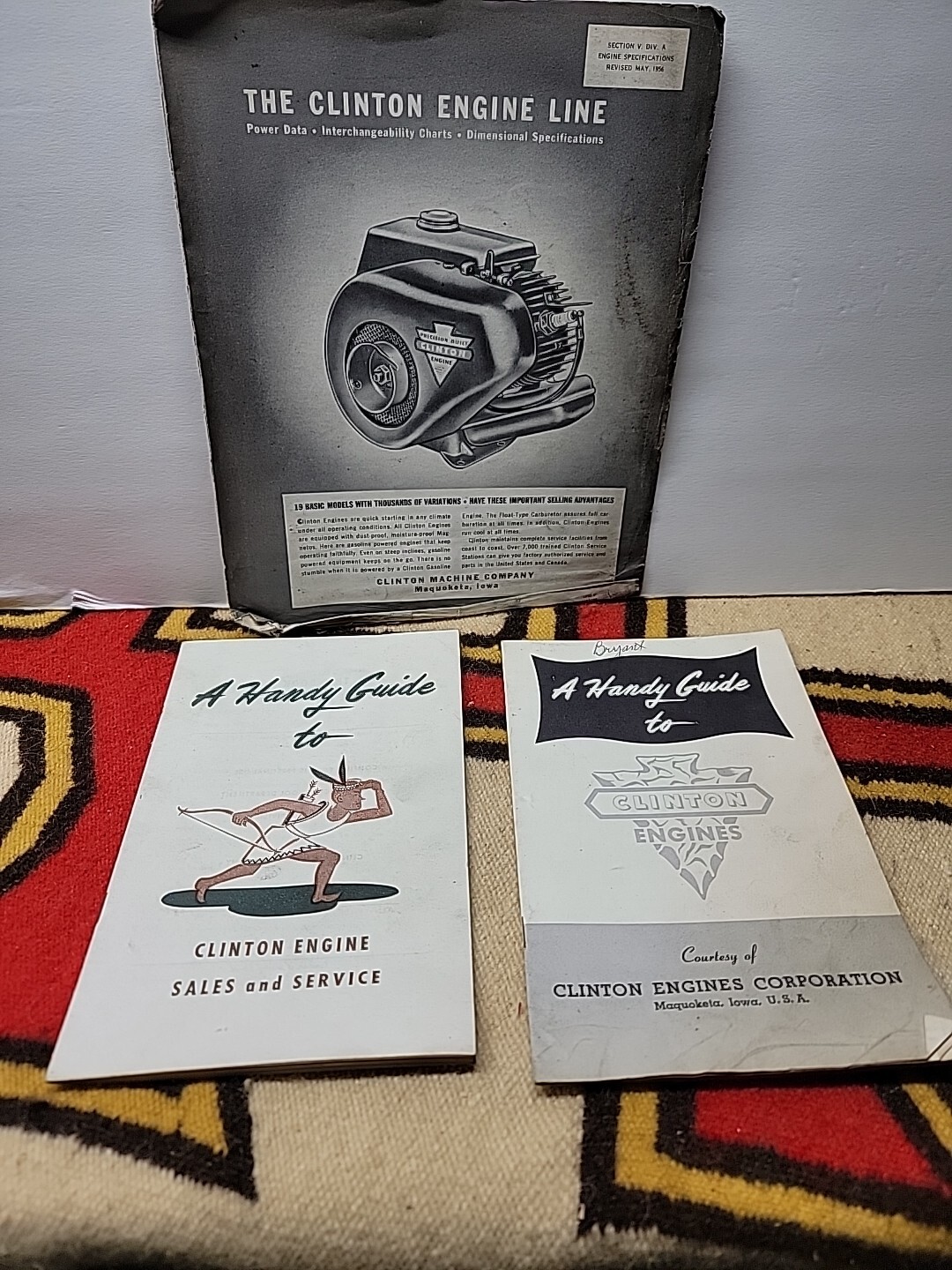 Clinton Engine Sales and Service Handy Guide Brochure + 2 Clinton Brochures/1123