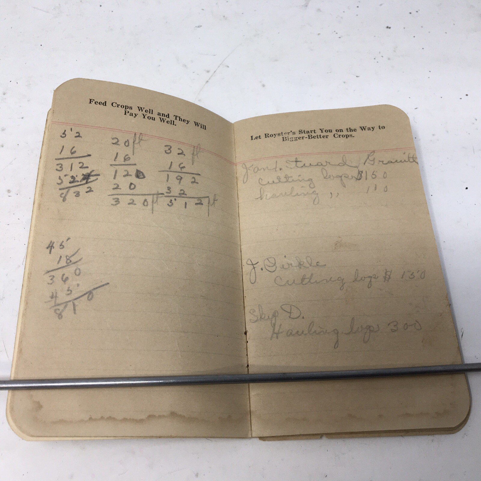 1940 F.S. Royster Guano Co. Fertilizer Advertising Pocket Memo Book Norfolk, VA