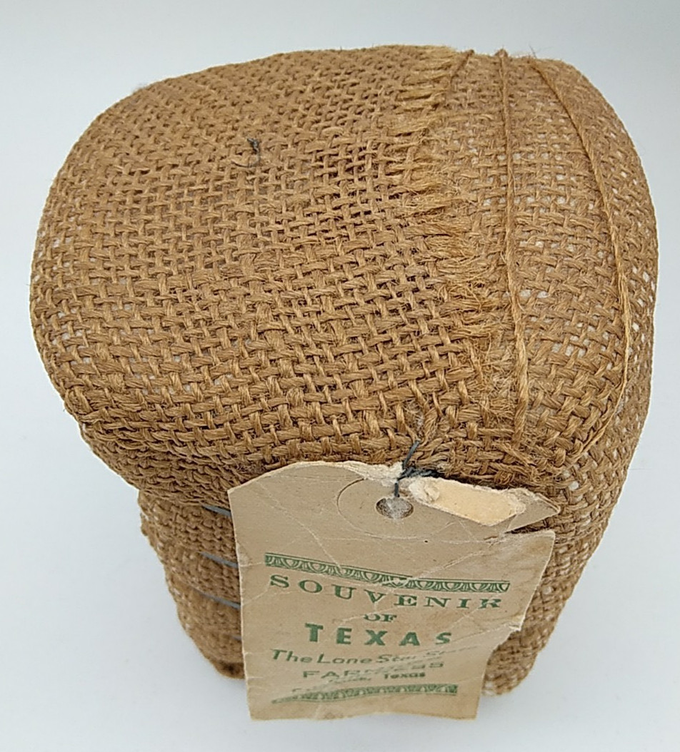 Vintage Cotton Bale Souvenir From Texas – Small 1 Lb Miniature Lone Star State