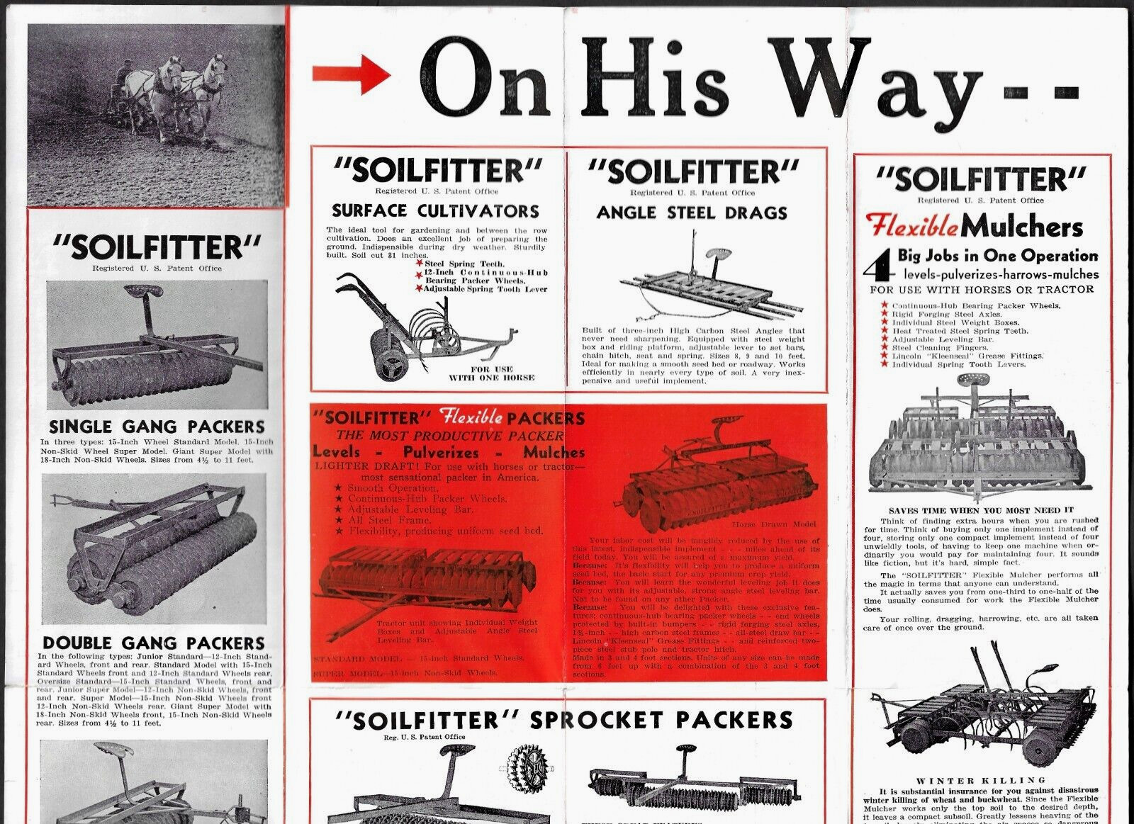 c1937 FARM IMPLEMENTS Broadside/Brochure ~ « Soilfitter » Packers