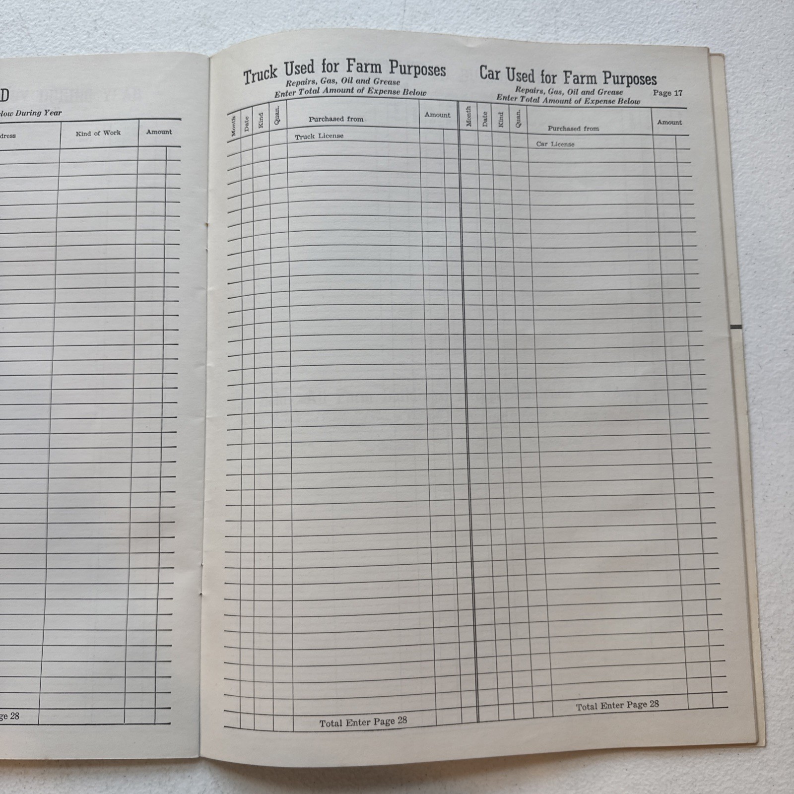 Melvin H. Sheffer Inc. Farming Equipment & Refrigeration Farm Record Book 1951