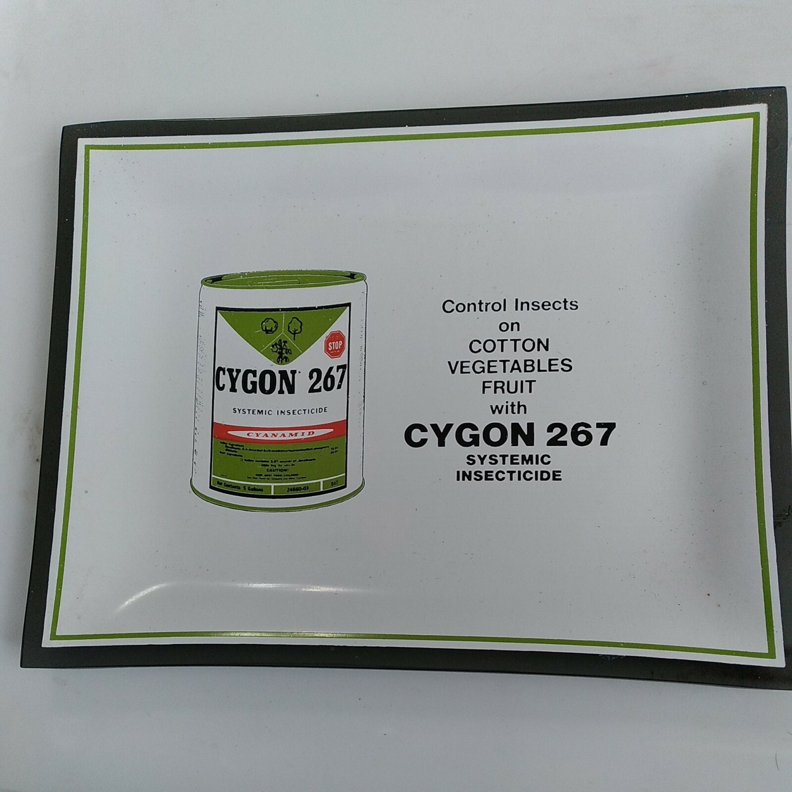 CYGON 267 Insecticide Advertisement On Rectangle Glass Plate